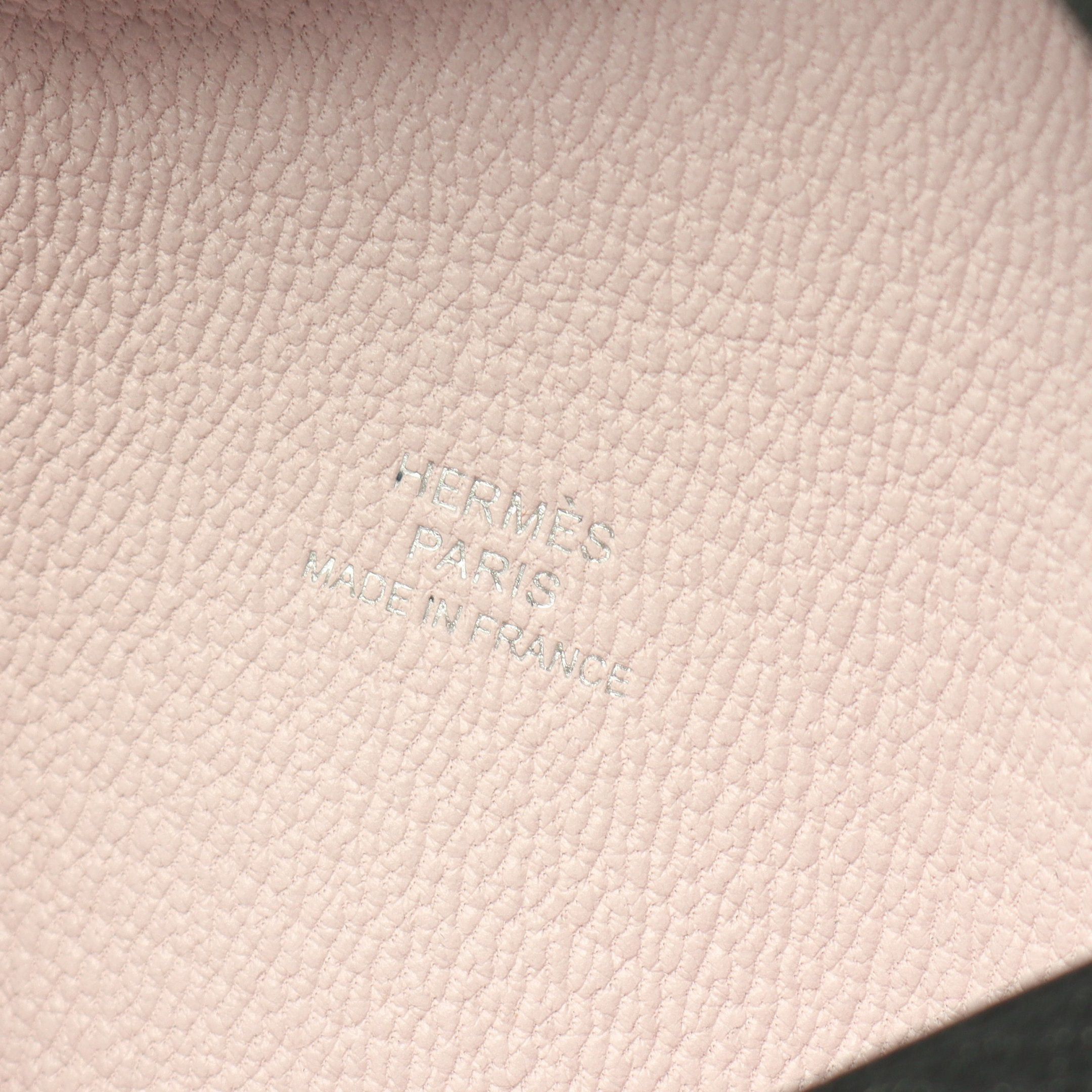Hermes Hermes Calvi Verso Caban Mauve Pail Coin Purse Chevre Black Silver Hardware Double Engraved Size ONE SIZE - 4 Thumbnail