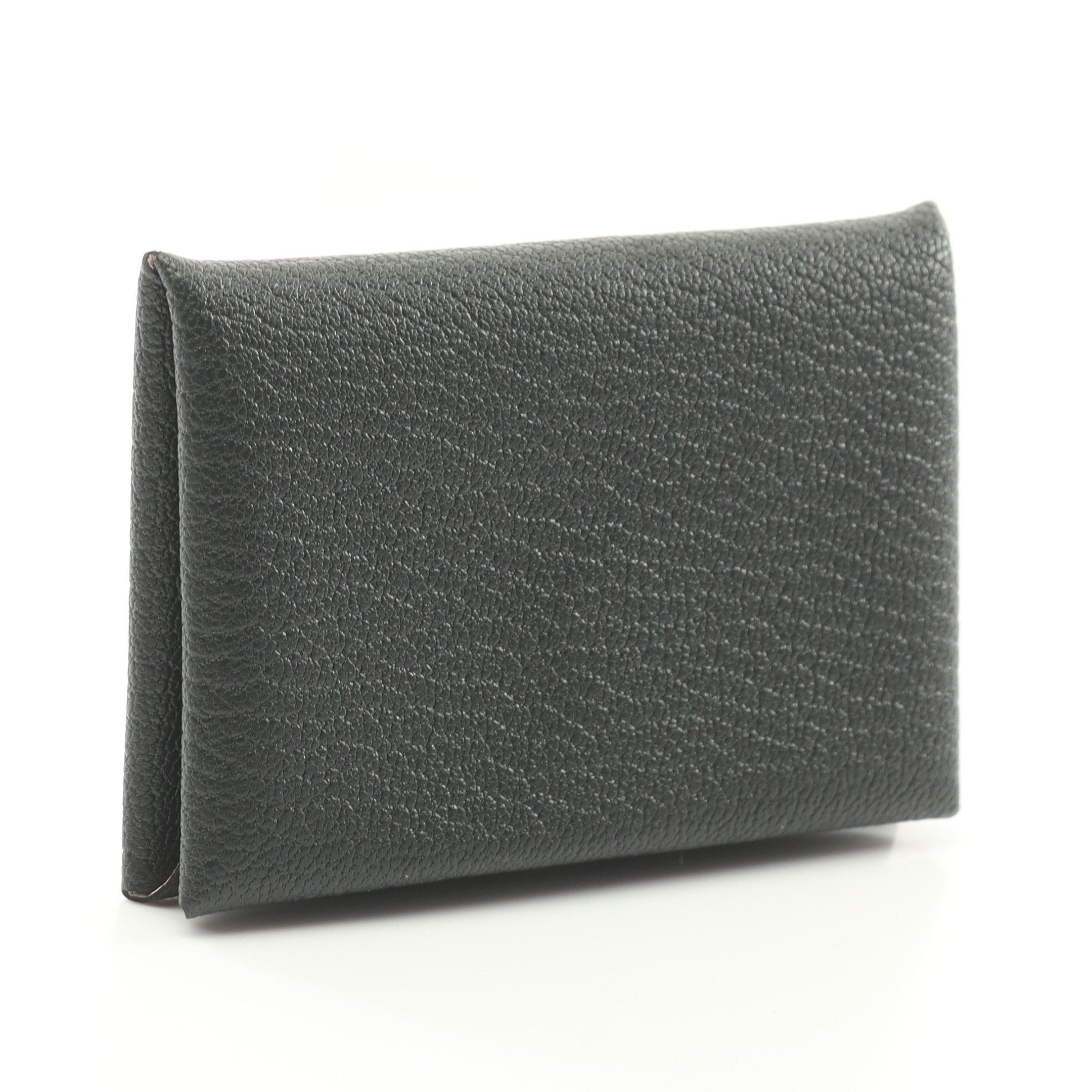 Hermes Hermes Calvi Verso Caban Mauve Pail Coin Purse Chevre Black Silver Hardware Double Engraved Size ONE SIZE - 2 Thumbnail