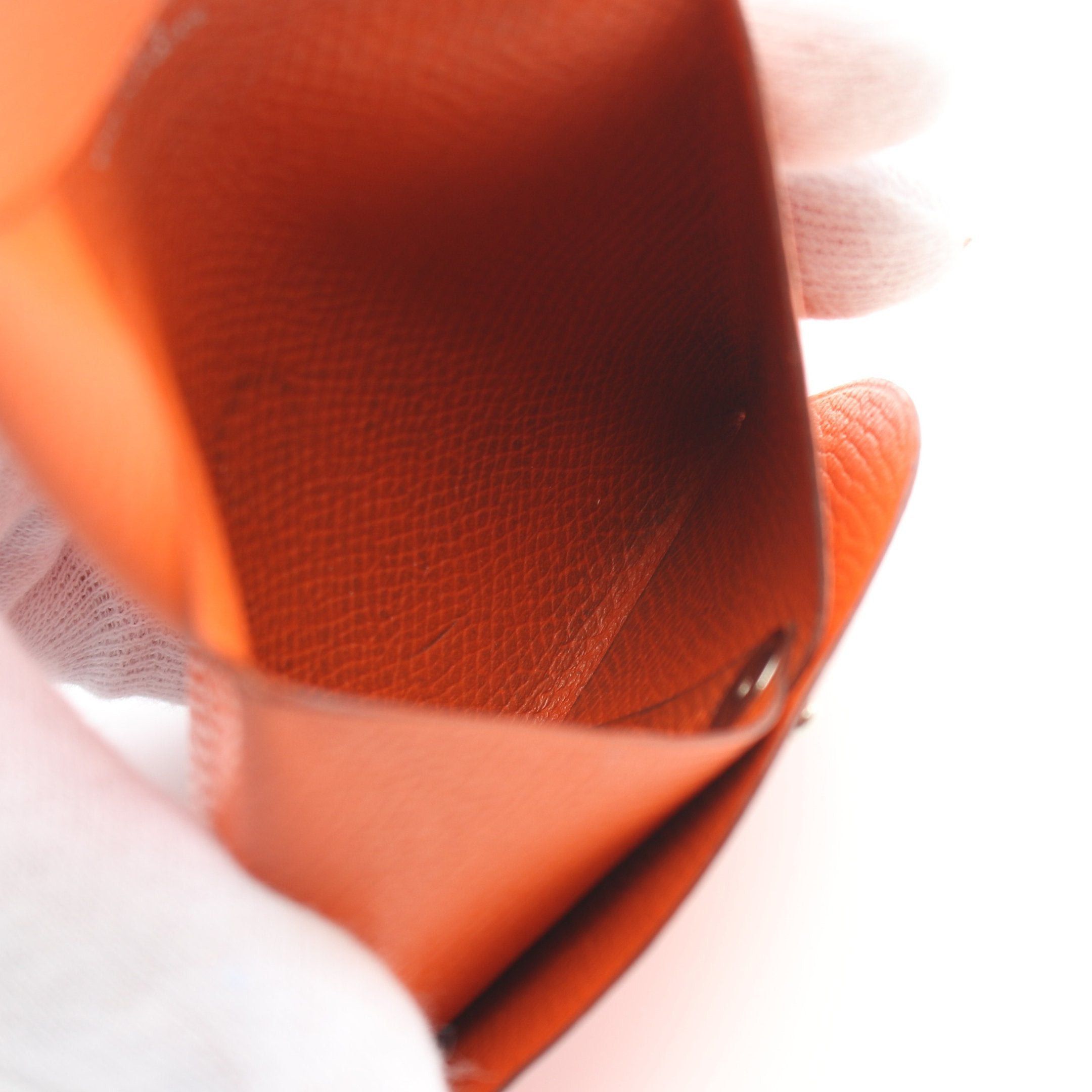 Hermes Hermes Bastia Orange Poppy Coin Purse Veau Epsom Silver Hardware T Stamp Size ONE SIZE - 3 Thumbnail
