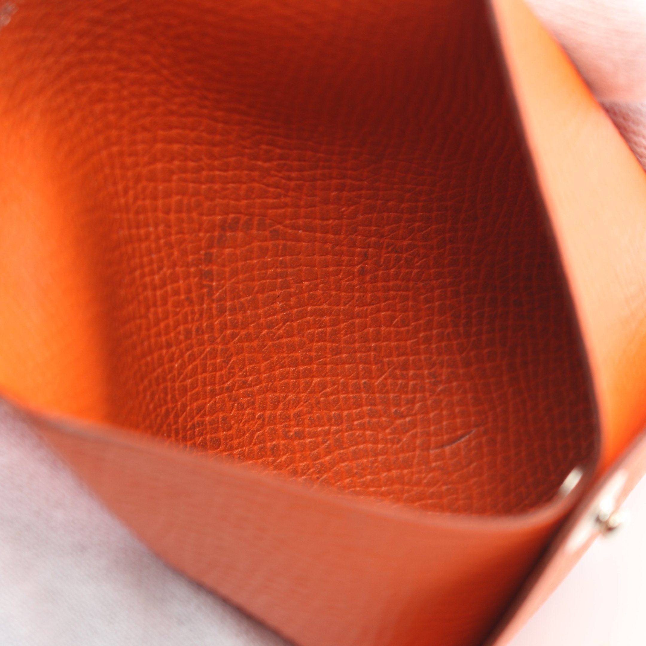 Hermes Hermes Bastia Orange Poppy Coin Purse Veau Epsom Silver Hardware T Stamp Size ONE SIZE - 8 Thumbnail
