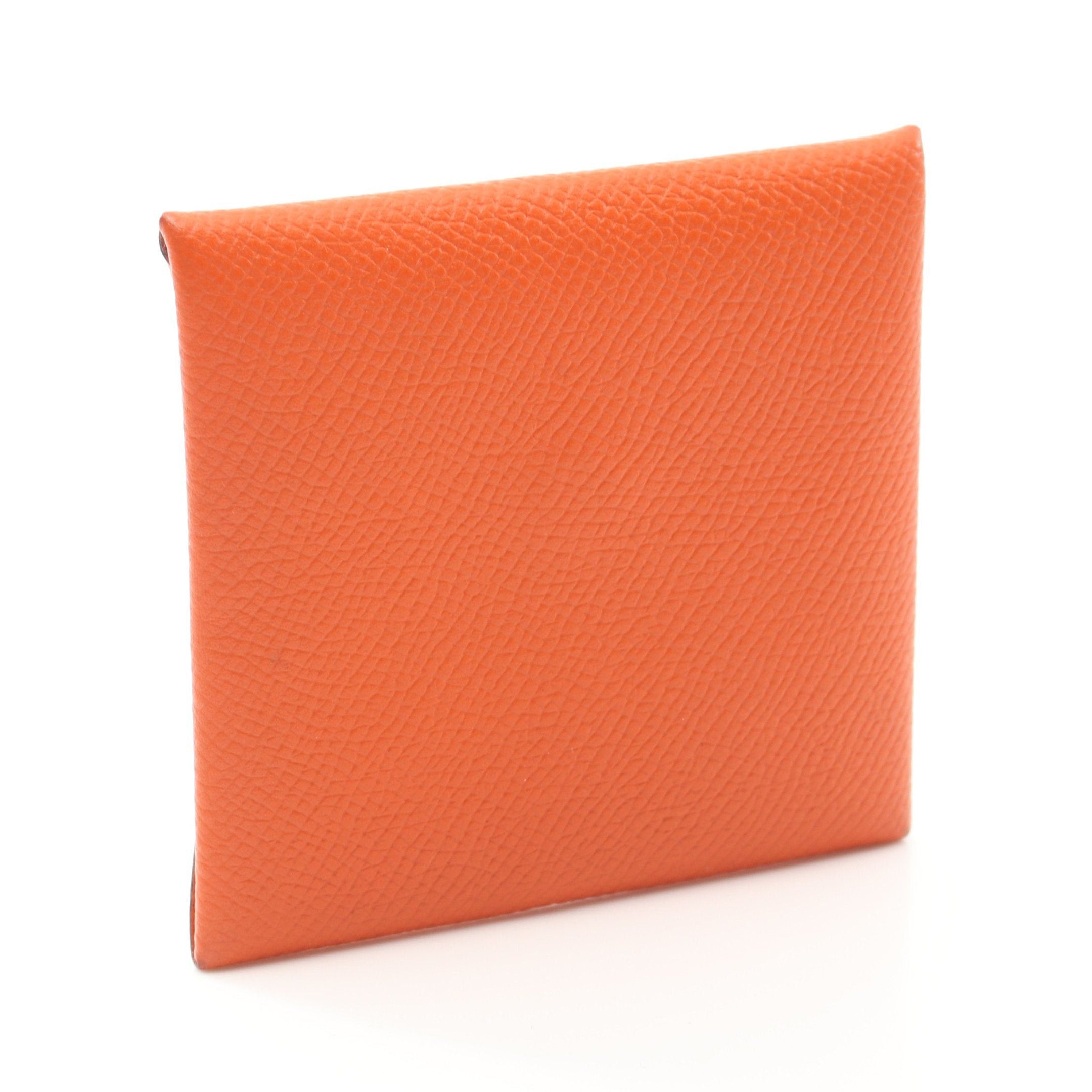 Hermes Hermes Bastia Orange Poppy Coin Purse Veau Epsom Silver Hardware T Stamp Size ONE SIZE - 2 Thumbnail