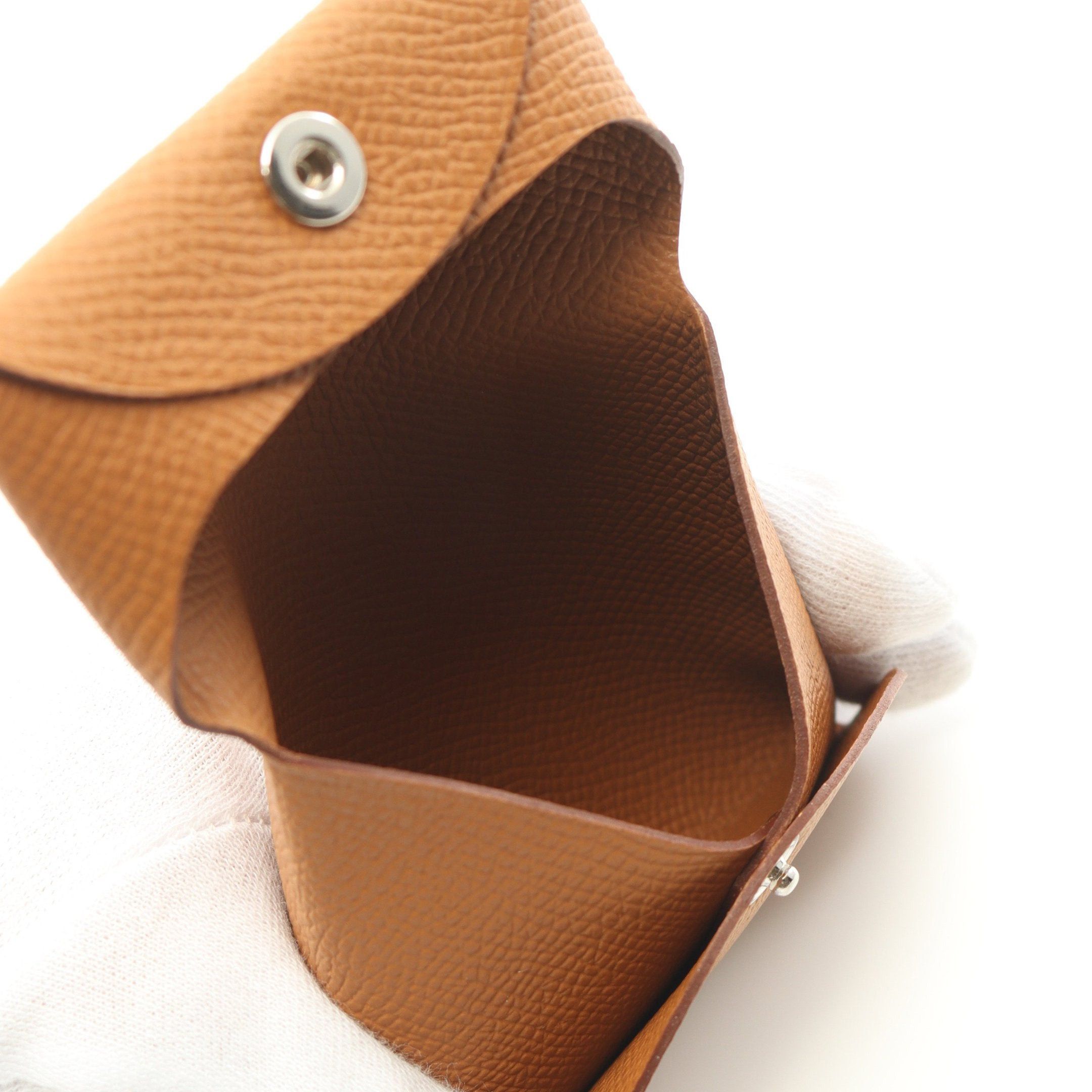 Hermes Hermes Bastia Gold Coin Purse Veau Epsom Light Brown Silver Hardware Double Engraved Size ONE SIZE - 3 Thumbnail