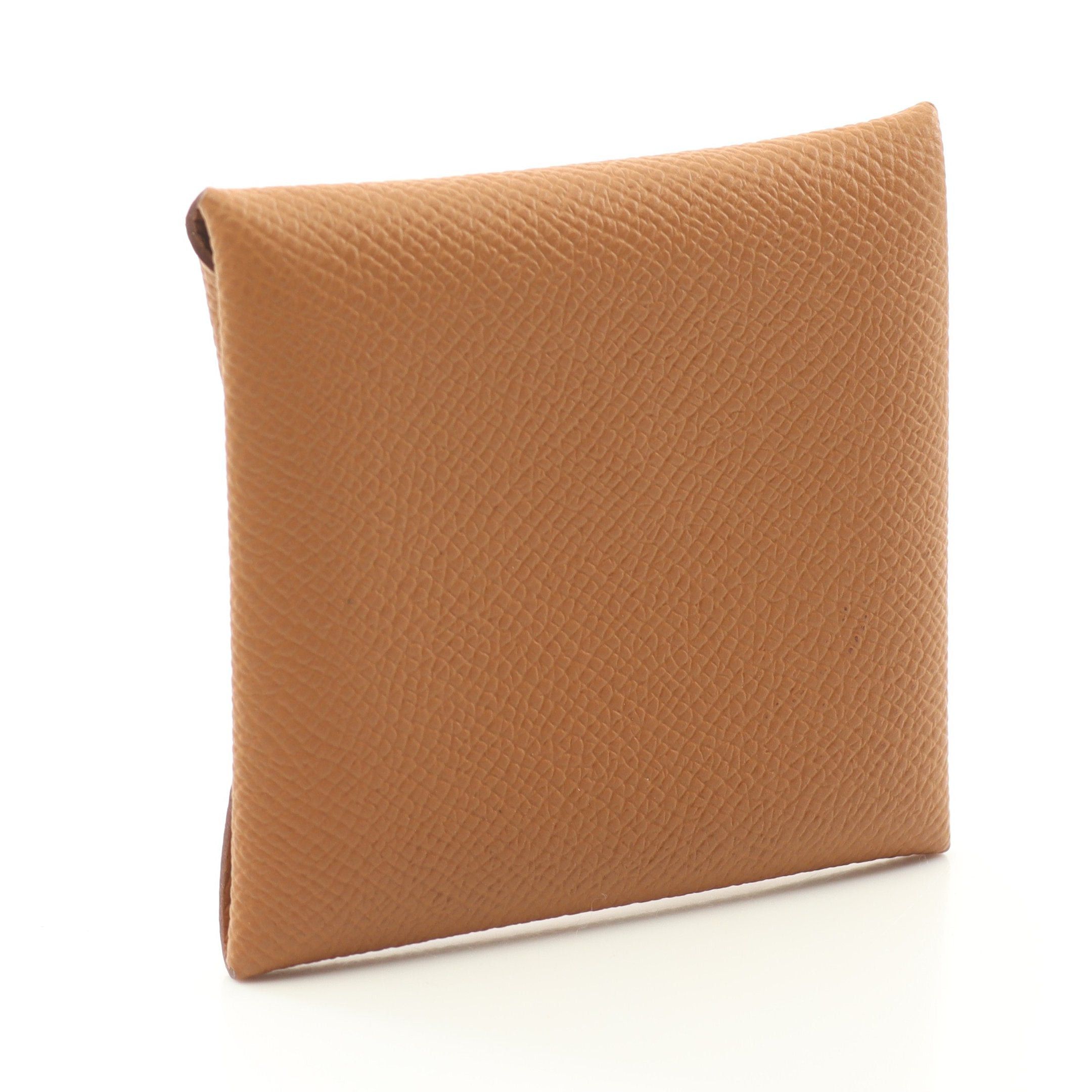 Hermes Hermes Bastia Gold Coin Purse Veau Epsom Light Brown Silver Hardware Double Engraved Size ONE SIZE - 2 Thumbnail
