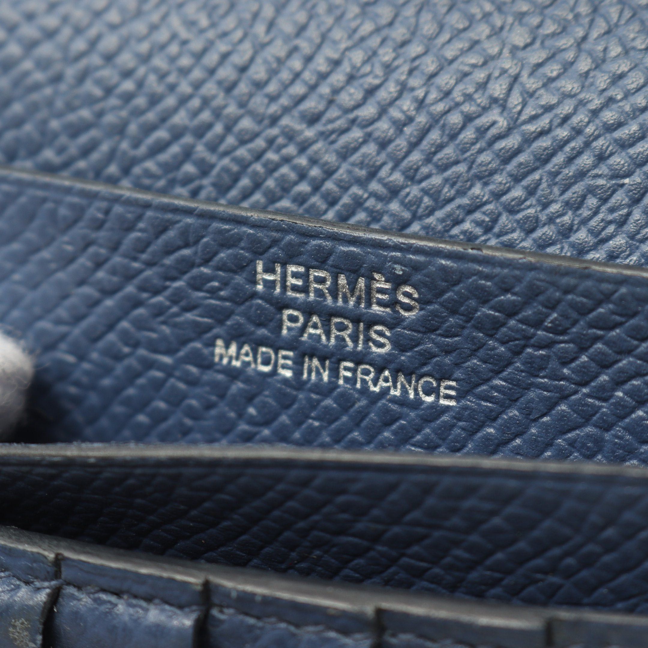 Hermes Hermes Bearn Compact Shell Bi-Fold Wallet Veau Epsom Blue Silver Hardware C Engraved Size ONE SIZE - 4 Thumbnail