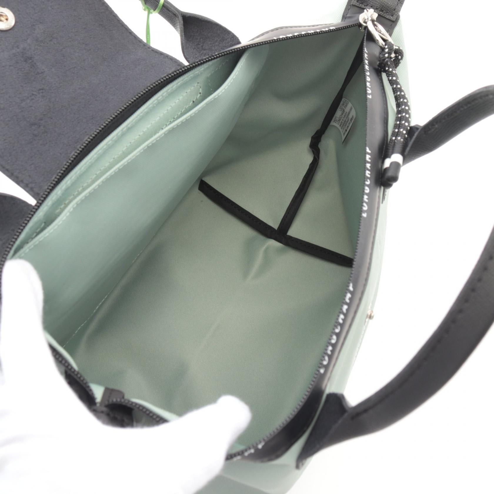 Longchamp Longchamp Le Preage Energy S Handbag Tote Bag Canvas Leather Green Black Vervain Size ONE SIZE - 3 Thumbnail