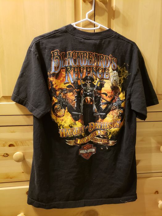 Vintage Harley Davidson Pirate Flame Motorcycle Vintage Black T-Shirt ...