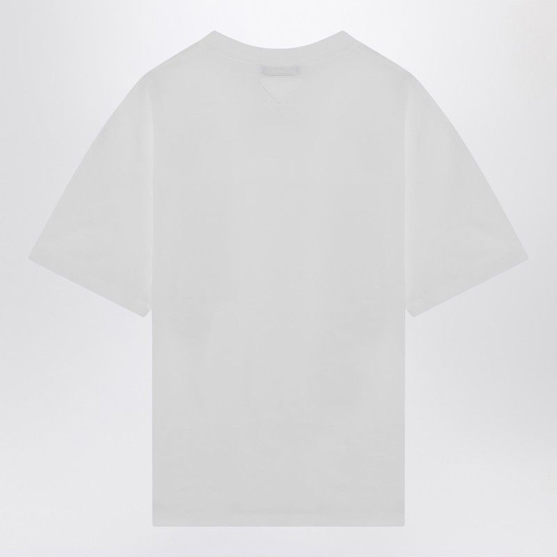 Prada Prada White Cotton T-Shirt Size L / US 10 / IT 46 - 2 Thumbnail