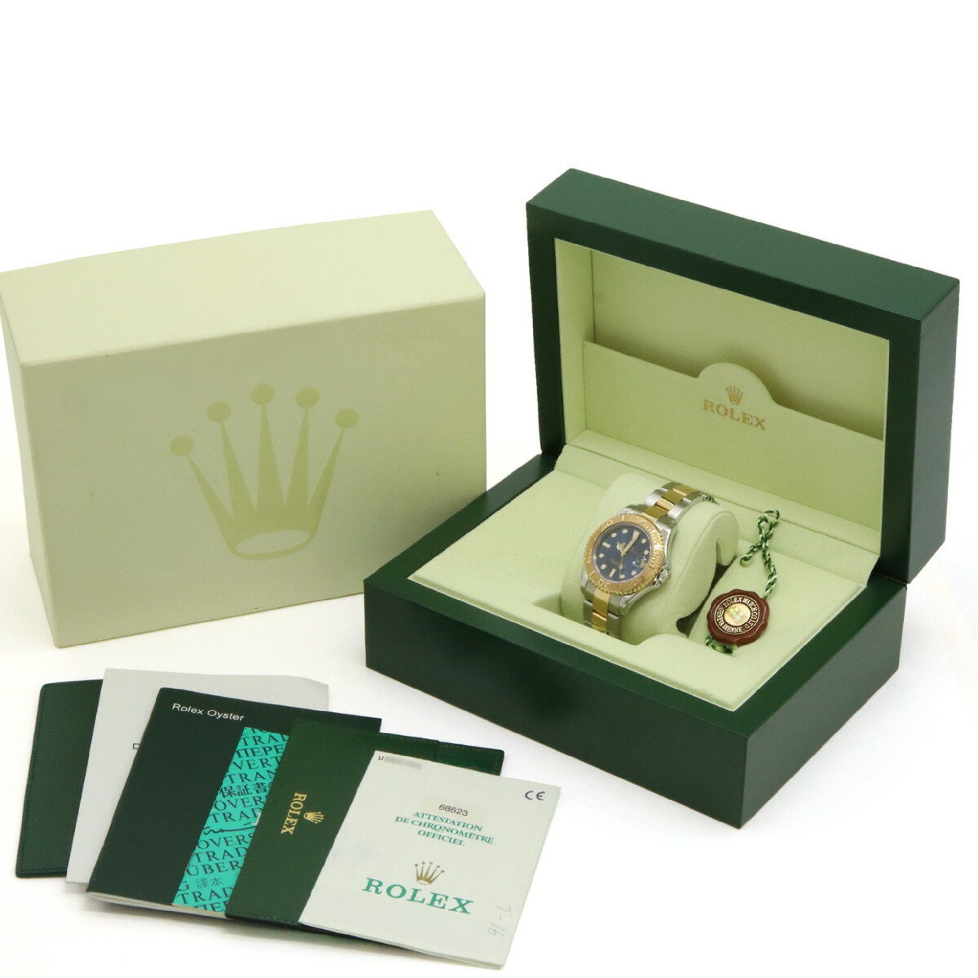 Rolex Rolex Yachtmaster Rolesium Blue Dial Date SS Platinum Bezel U-number Boys AT Automatic Wristwatch 68623 Size ONE SIZE - 10 Thumbnail