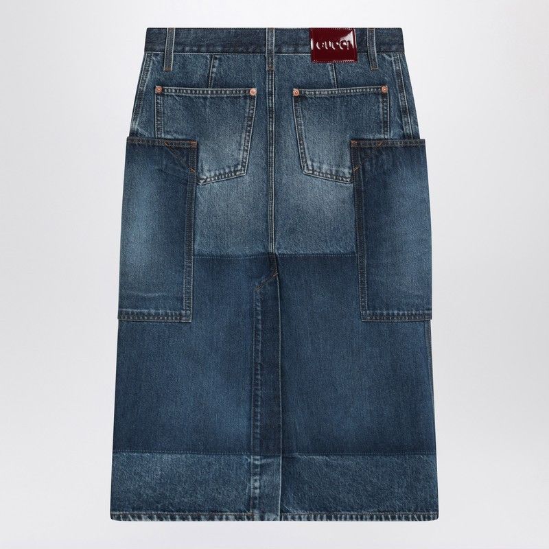 Gucci Gucci Patchwork Blue Skirt In Denim Size 27" / US 4 / IT 40 - 2 Thumbnail