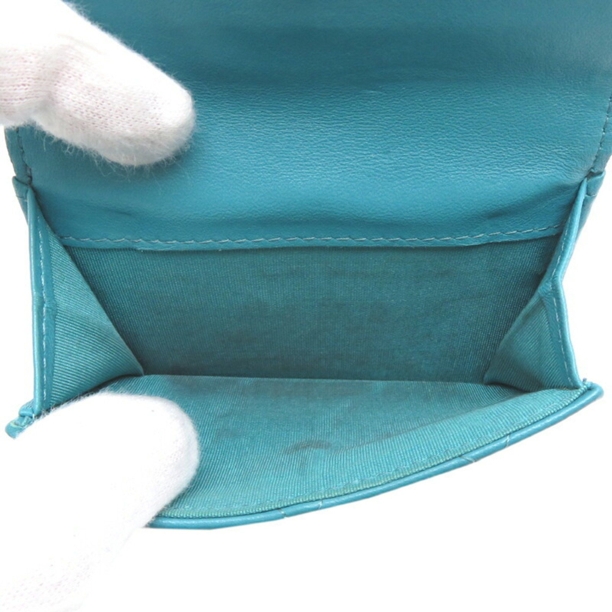 Chanel Chanel Coco Mark Tri-fold Wallet for Women, Leather, Turquoise (Blue) Size ONE SIZE - 7 Thumbnail