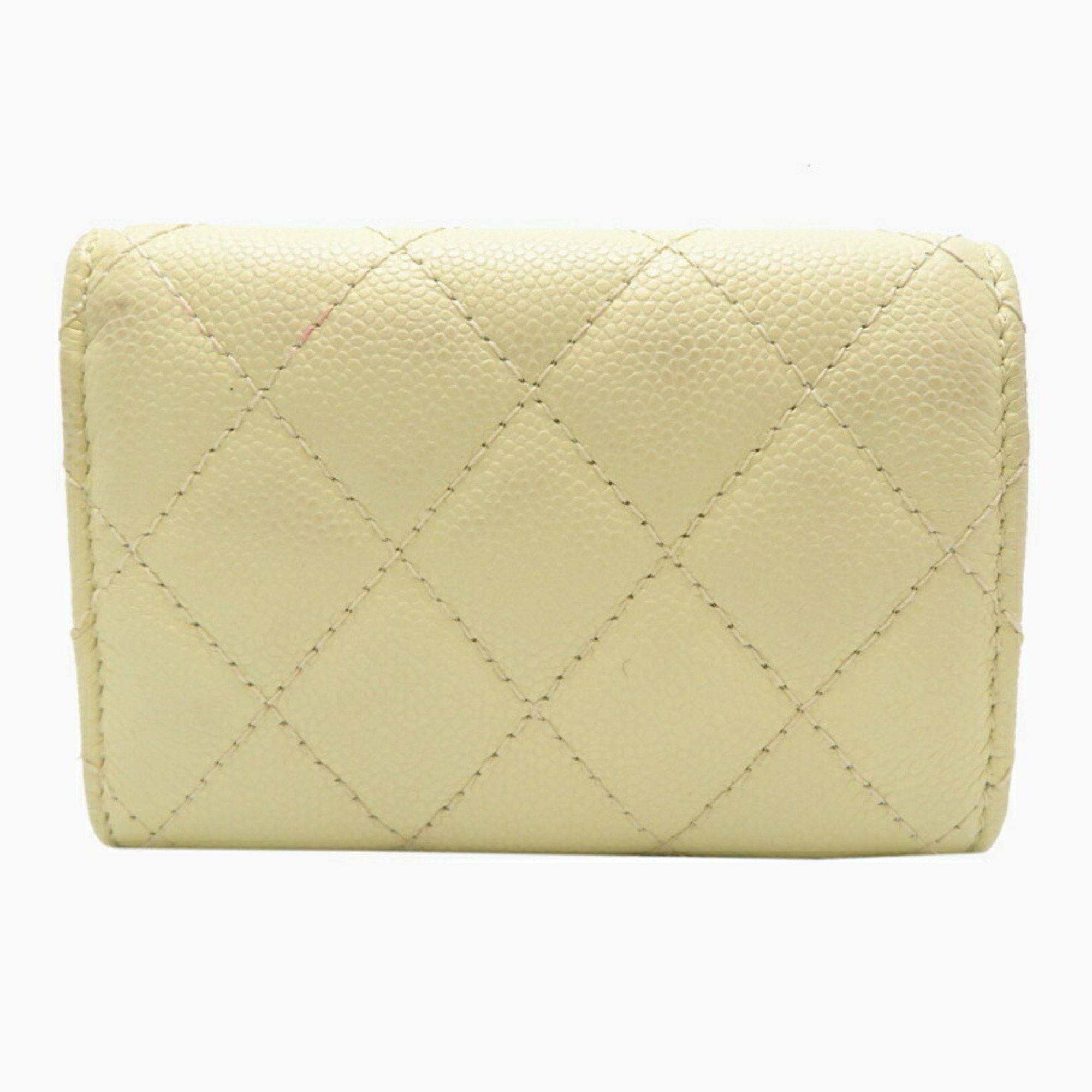 Chanel Chanel Small Flap Wallet Women's Tri-fold AP0230 Caviar Skin Cream (White) Size ONE SIZE - 2 Thumbnail