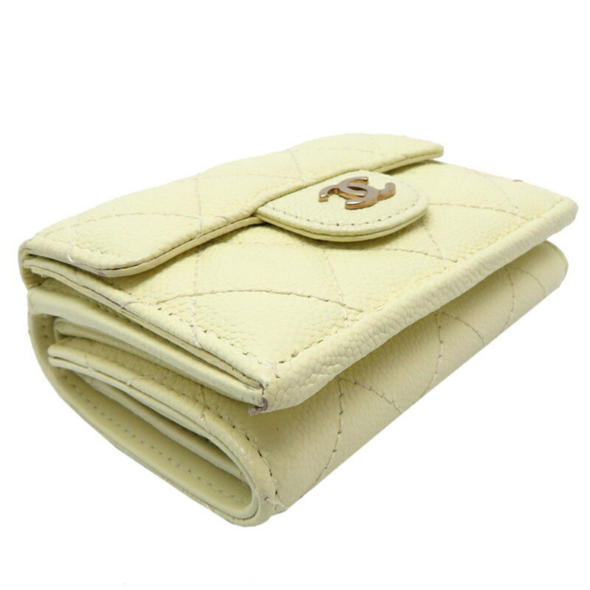 Chanel Chanel Small Flap Wallet Women's Tri-fold AP0230 Caviar Skin Cream (White) Size ONE SIZE - 3 Thumbnail
