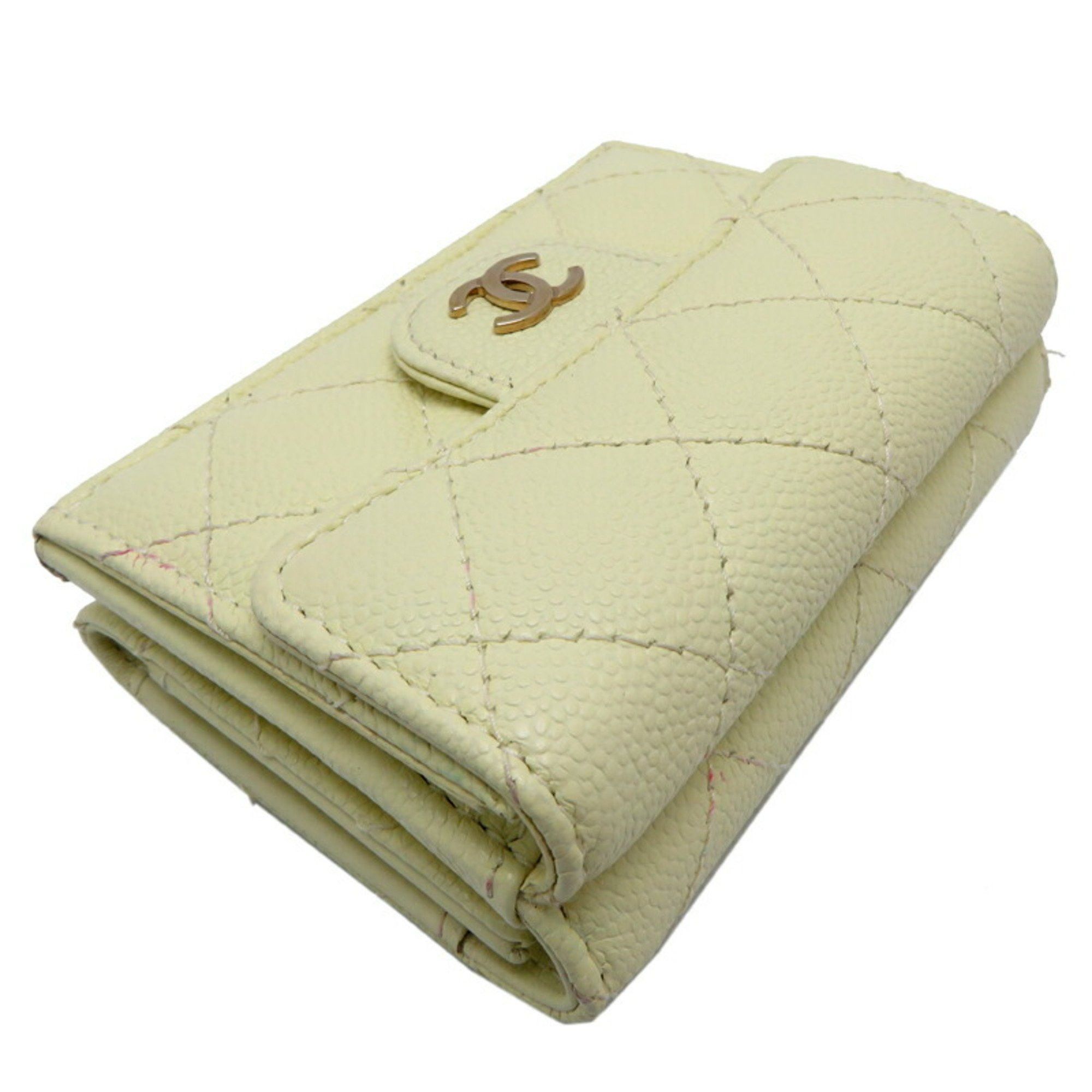 Chanel Chanel Small Flap Wallet Women's Tri-fold AP0230 Caviar Skin Cream (White) Size ONE SIZE - 4 Thumbnail