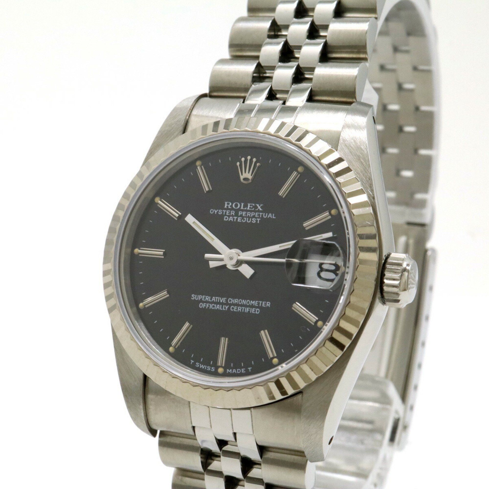 Rolex Rolex Datejust Black Dial SS K18WG Bezel L Number Boys AT Automatic Watch 69174 Size ONE SIZE - 5 Thumbnail