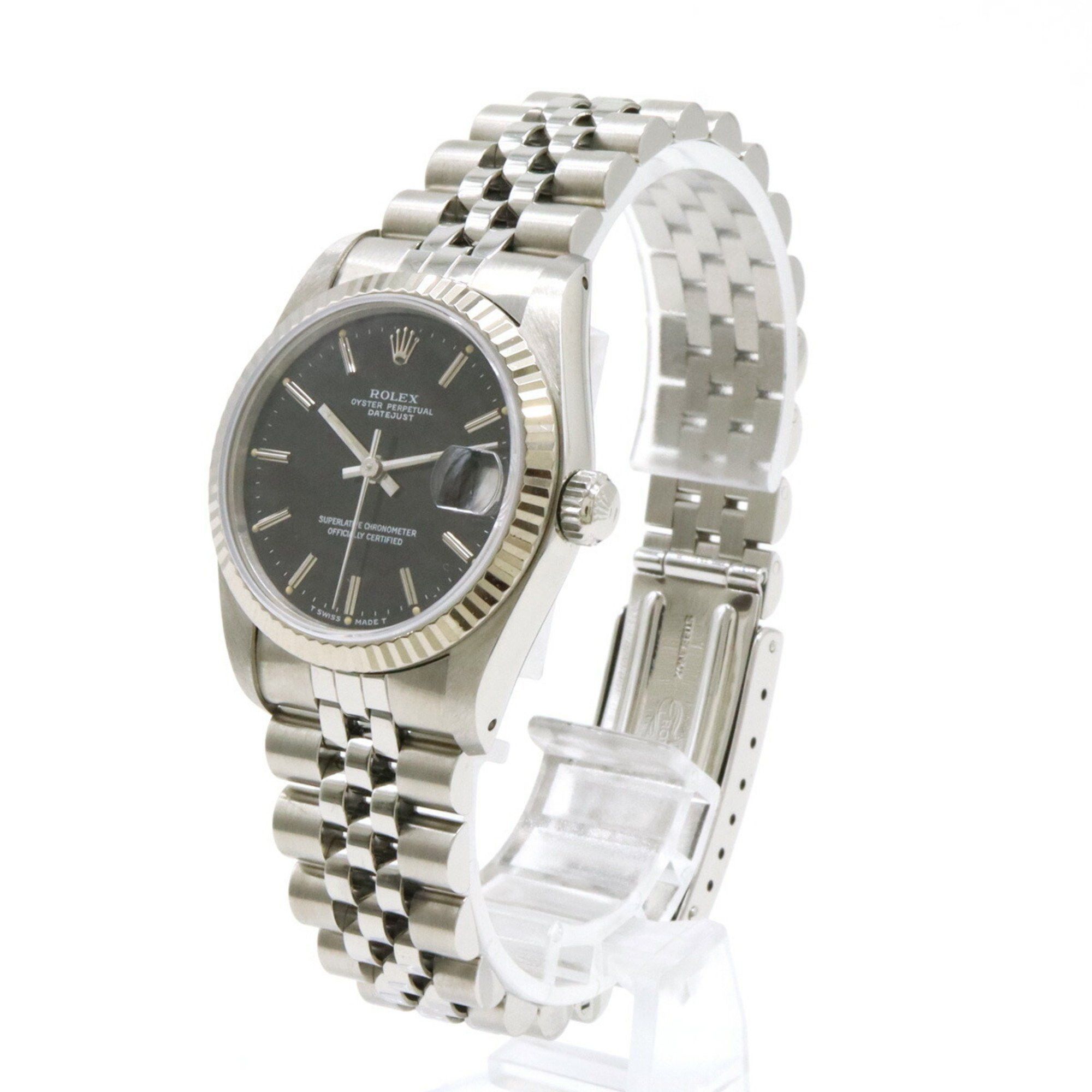 Rolex Rolex Datejust Black Dial SS K18WG Bezel L Number Boys AT Automatic Watch 69174 Size ONE SIZE - 3 Thumbnail