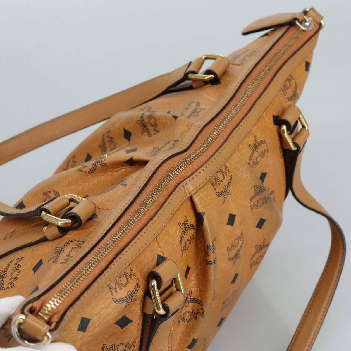 MCM Visetos Brown Canvas Tote Bag (Pre-Owned) Size ONE SIZE - 11 Thumbnail