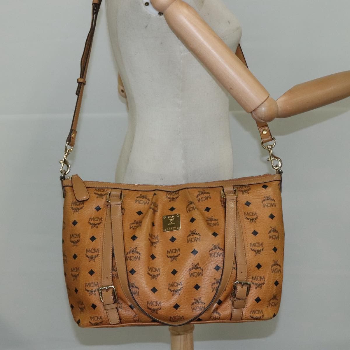 MCM Visetos Brown Canvas Tote Bag (Pre-Owned) Size ONE SIZE - 17 Thumbnail