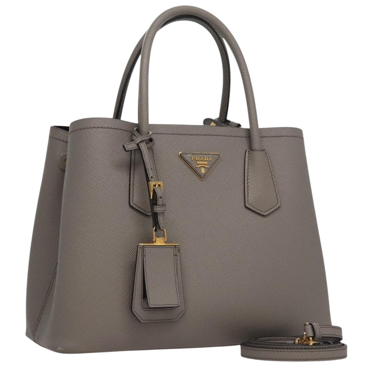 Prada Double Grey Leather Handbag (Pre-Owned) Size ONE SIZE - 20 Thumbnail