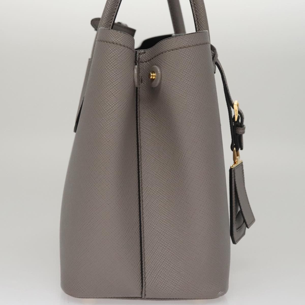 Prada Double Grey Leather Handbag (Pre-Owned) Size ONE SIZE - 4 Thumbnail