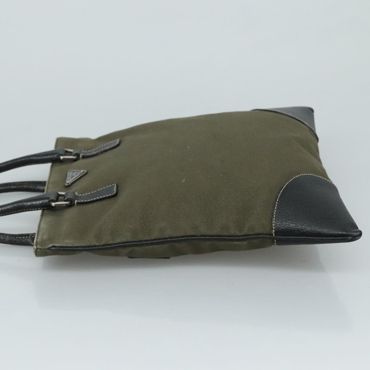 Prada Triangle Logo Khaki Canvas Handbag (Pre-Owned) Size ONE SIZE - 4 Thumbnail