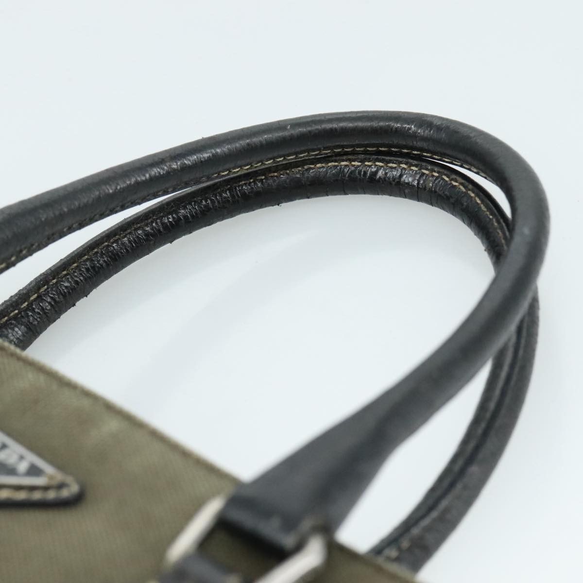 Prada Triangle Logo Khaki Canvas Handbag (Pre-Owned) Size ONE SIZE - 6 Thumbnail