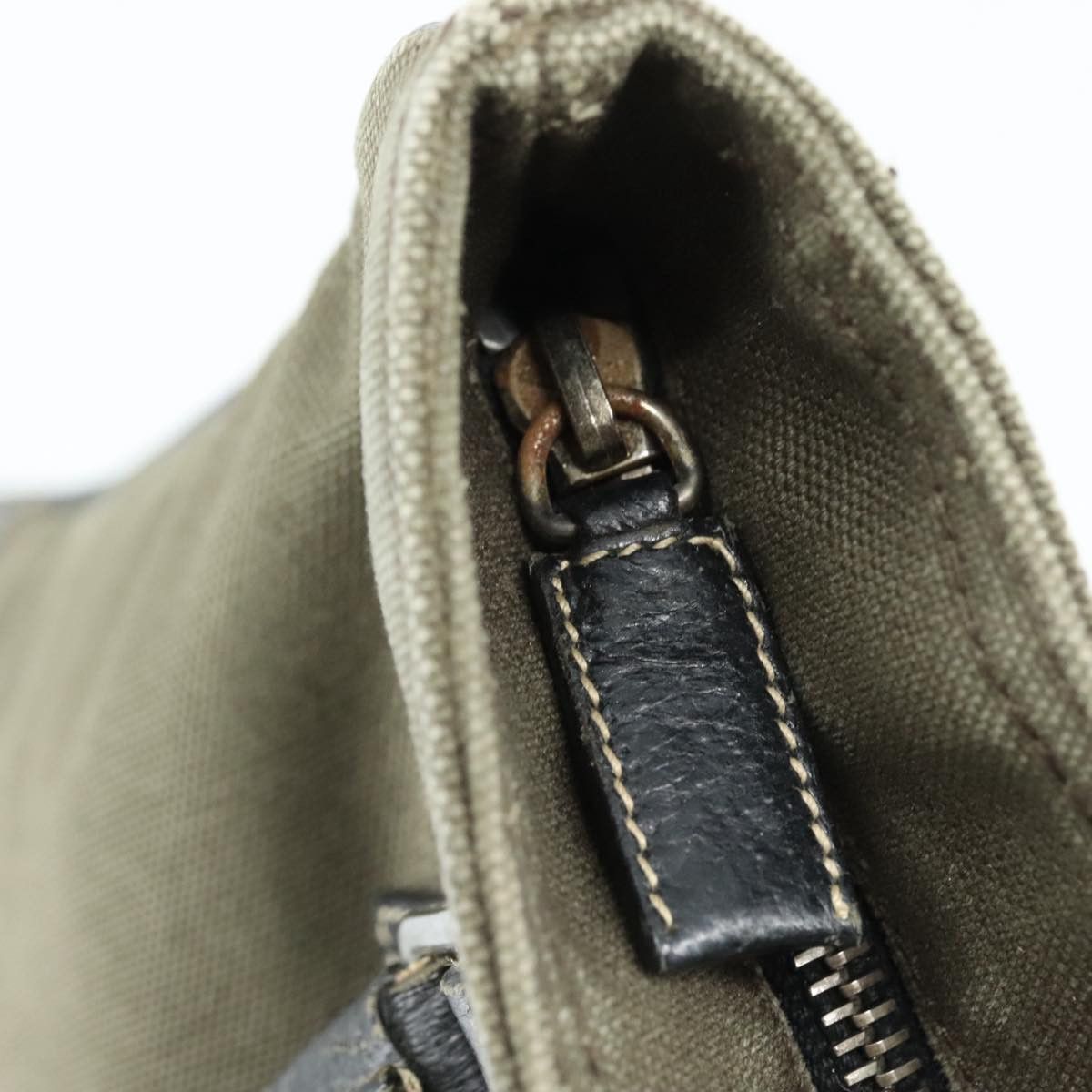 Prada Triangle Logo Khaki Canvas Handbag (Pre-Owned) Size ONE SIZE - 12 Thumbnail