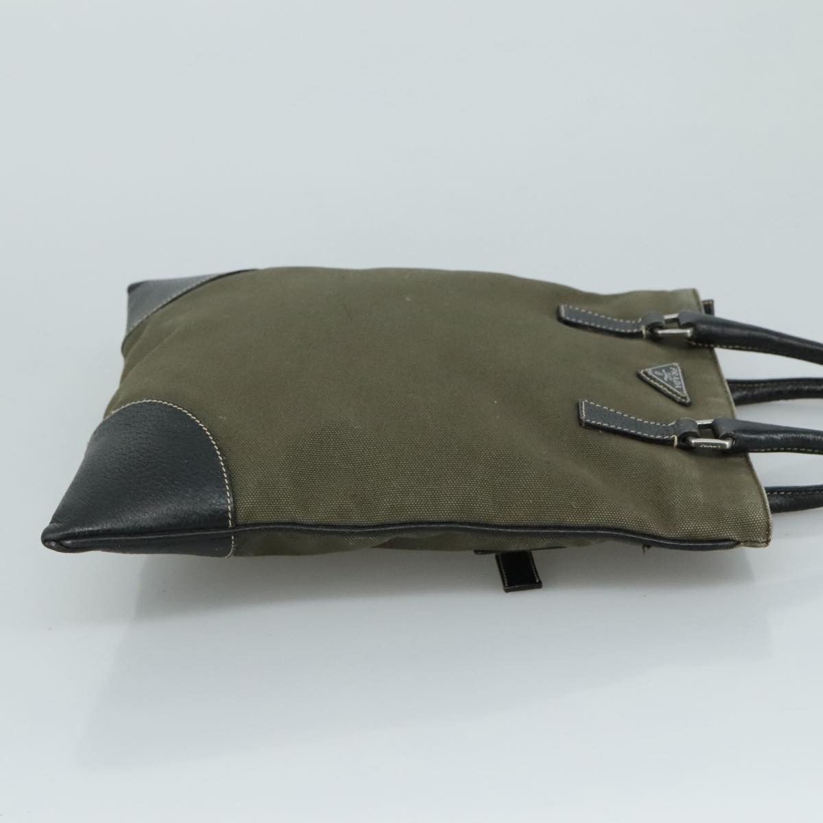 Prada Triangle Logo Khaki Canvas Handbag (Pre-Owned) Size ONE SIZE - 3 Thumbnail