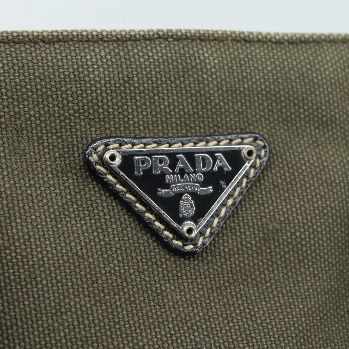 Prada Triangle Logo Khaki Canvas Handbag (Pre-Owned) Size ONE SIZE - 20 Thumbnail