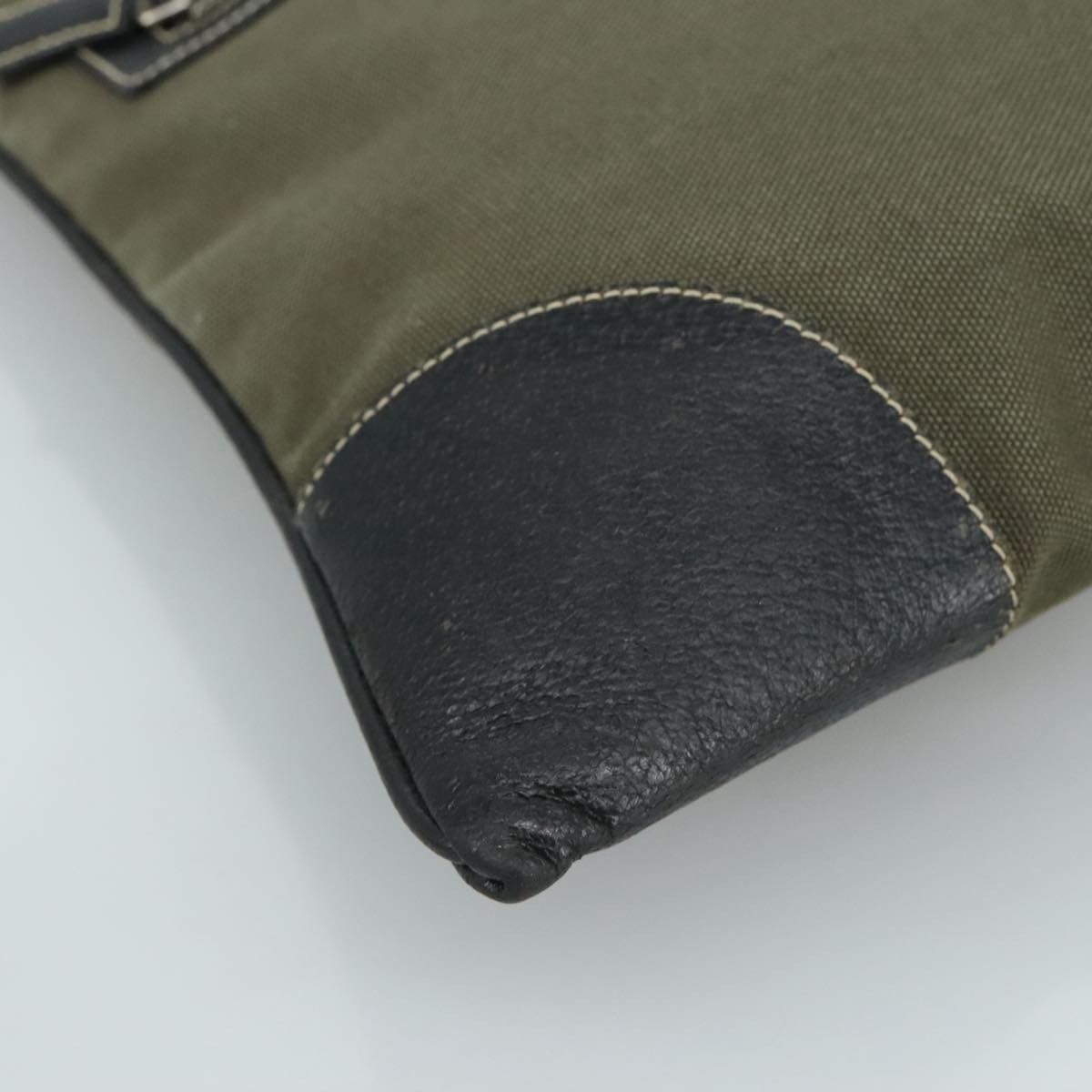 Prada Triangle Logo Khaki Canvas Handbag (Pre-Owned) Size ONE SIZE - 10 Thumbnail