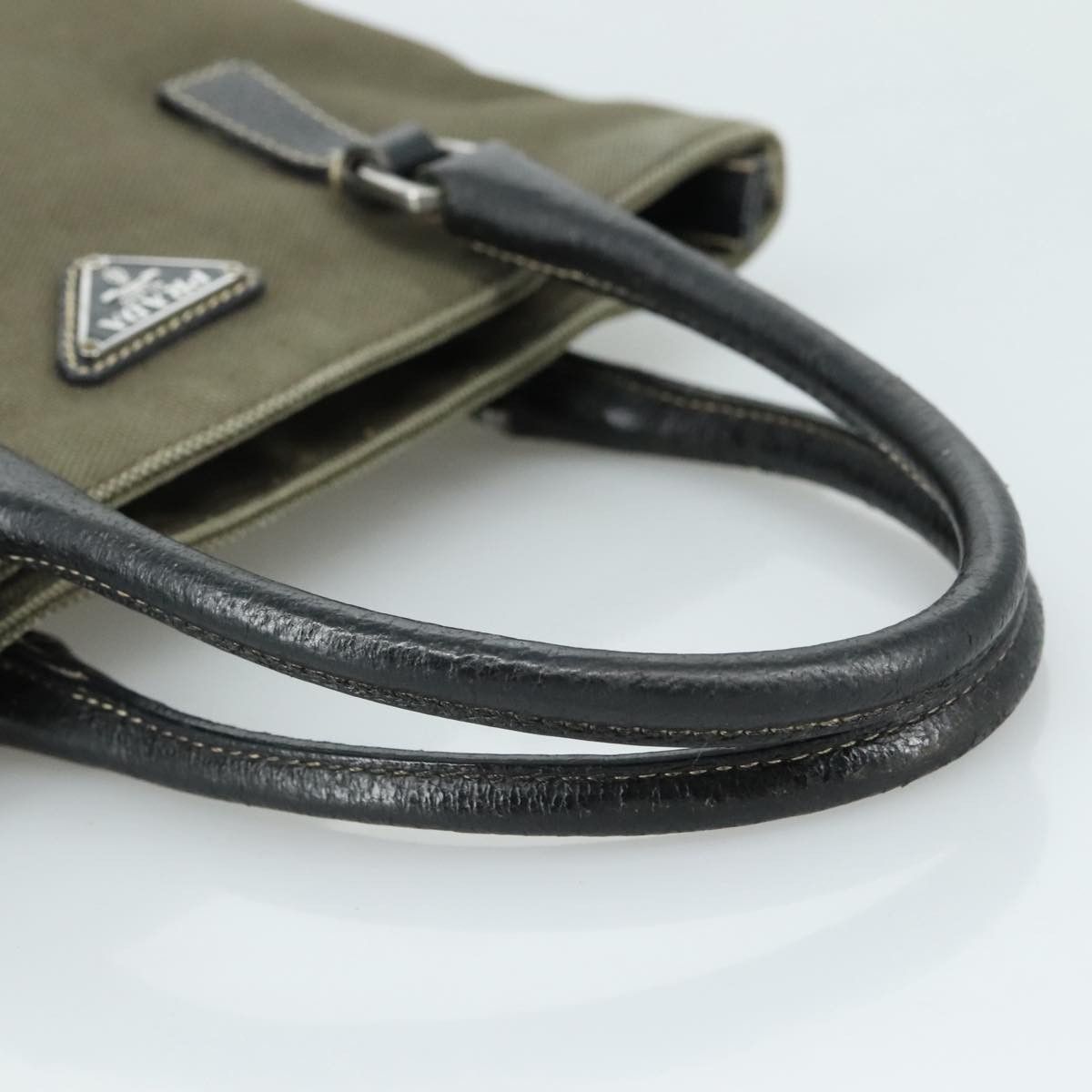 Prada Triangle Logo Khaki Canvas Handbag (Pre-Owned) Size ONE SIZE - 5 Thumbnail