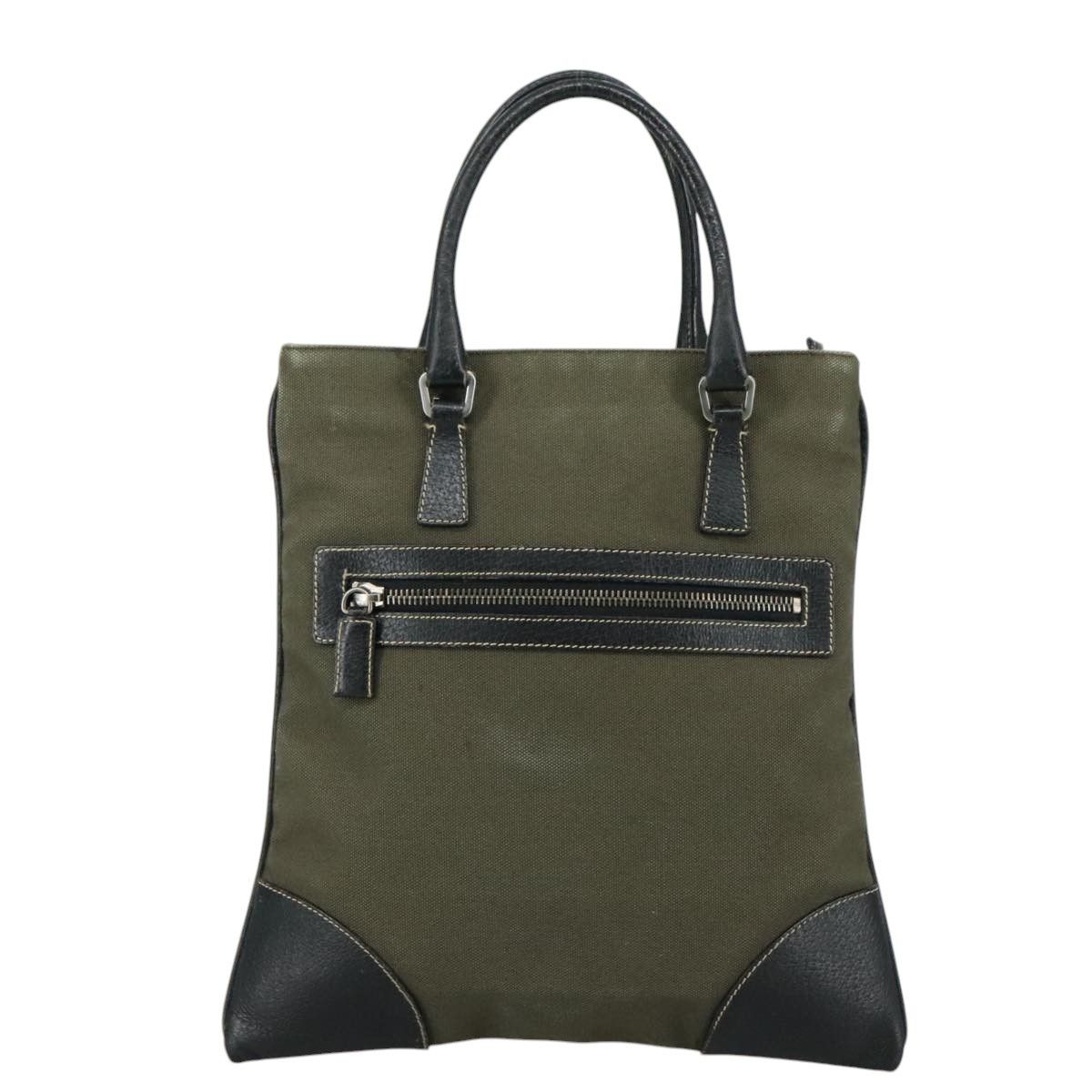 Prada Triangle Logo Khaki Canvas Handbag (Pre-Owned) Size ONE SIZE - 2 Thumbnail