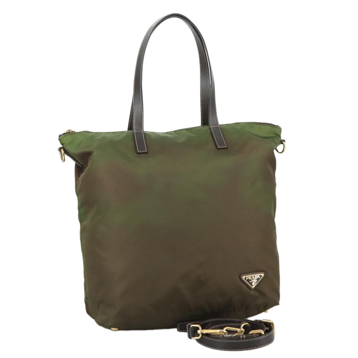 Prada Tessuto Khaki Synthetic Tote Bag (Pre-Owned) Size ONE SIZE - 18 Thumbnail