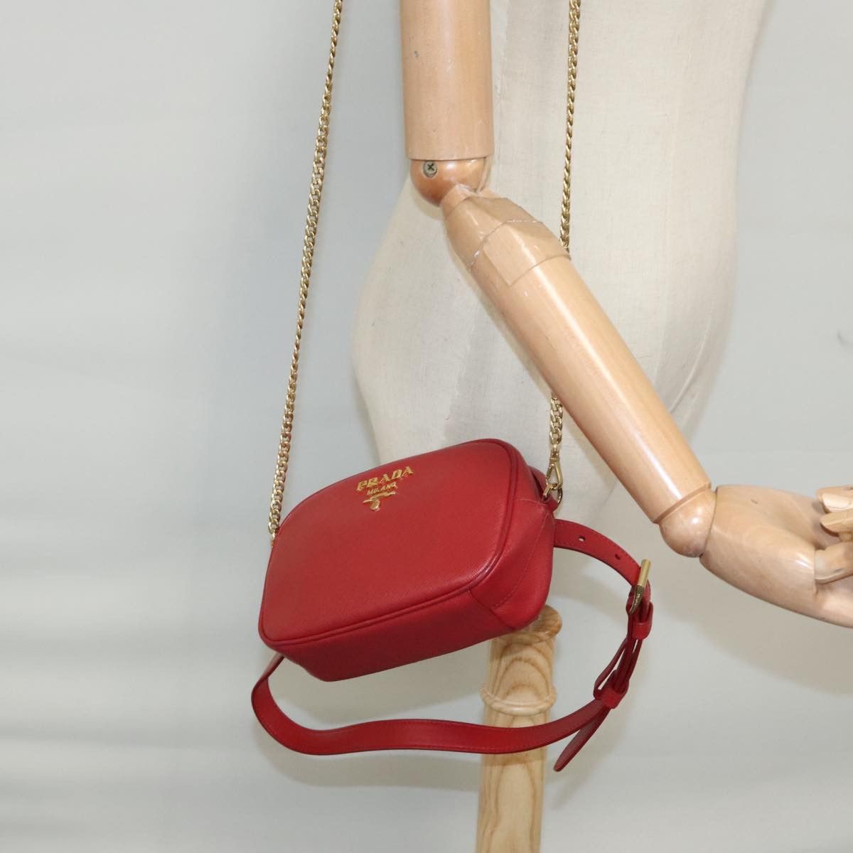 Prada Saffiano Red Leather Shoulder Bag (Pre-Owned) Size ONE SIZE - 17 Thumbnail