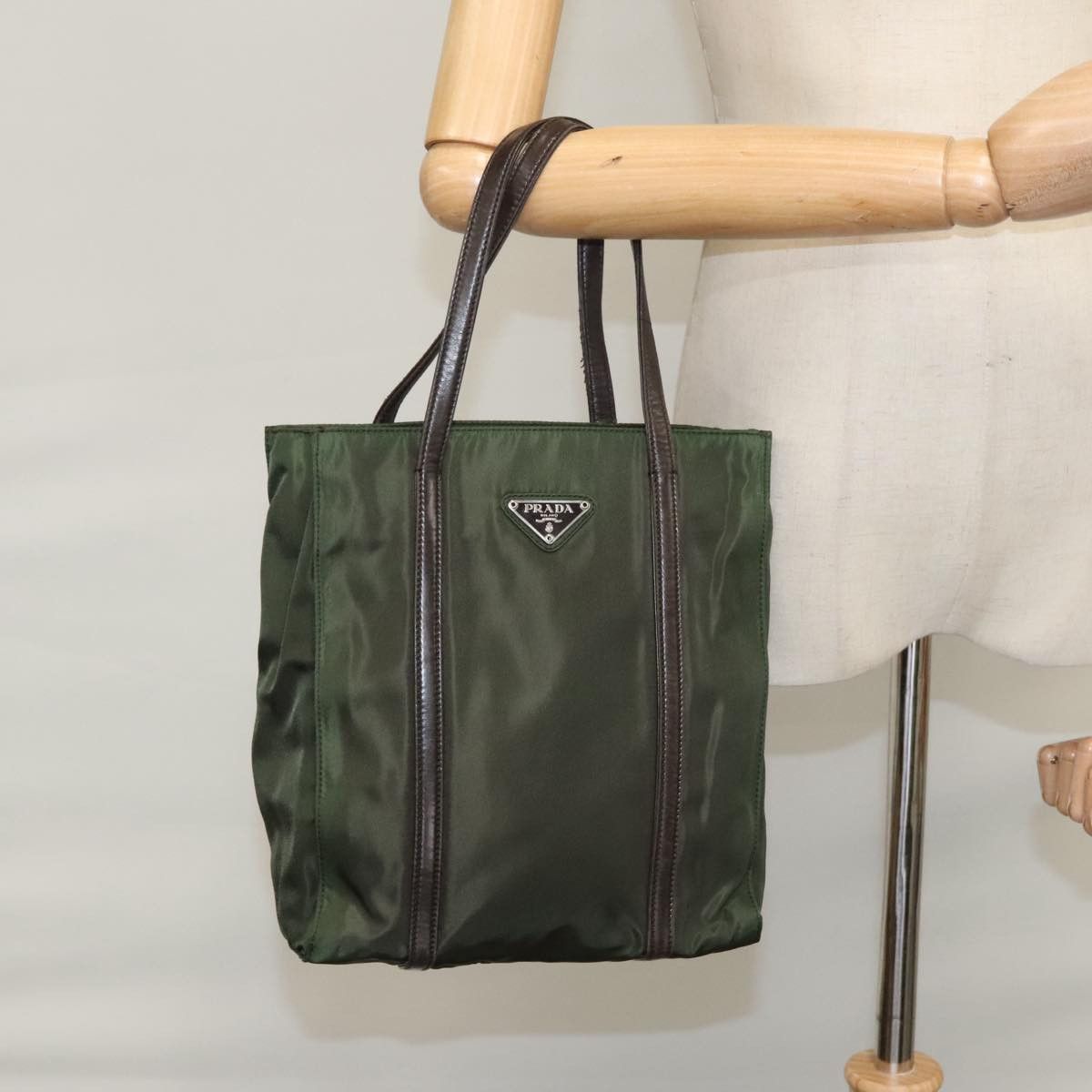 Prada Tessuto Khaki Synthetic Tote Bag (Pre-Owned) Size ONE SIZE - 13 Thumbnail