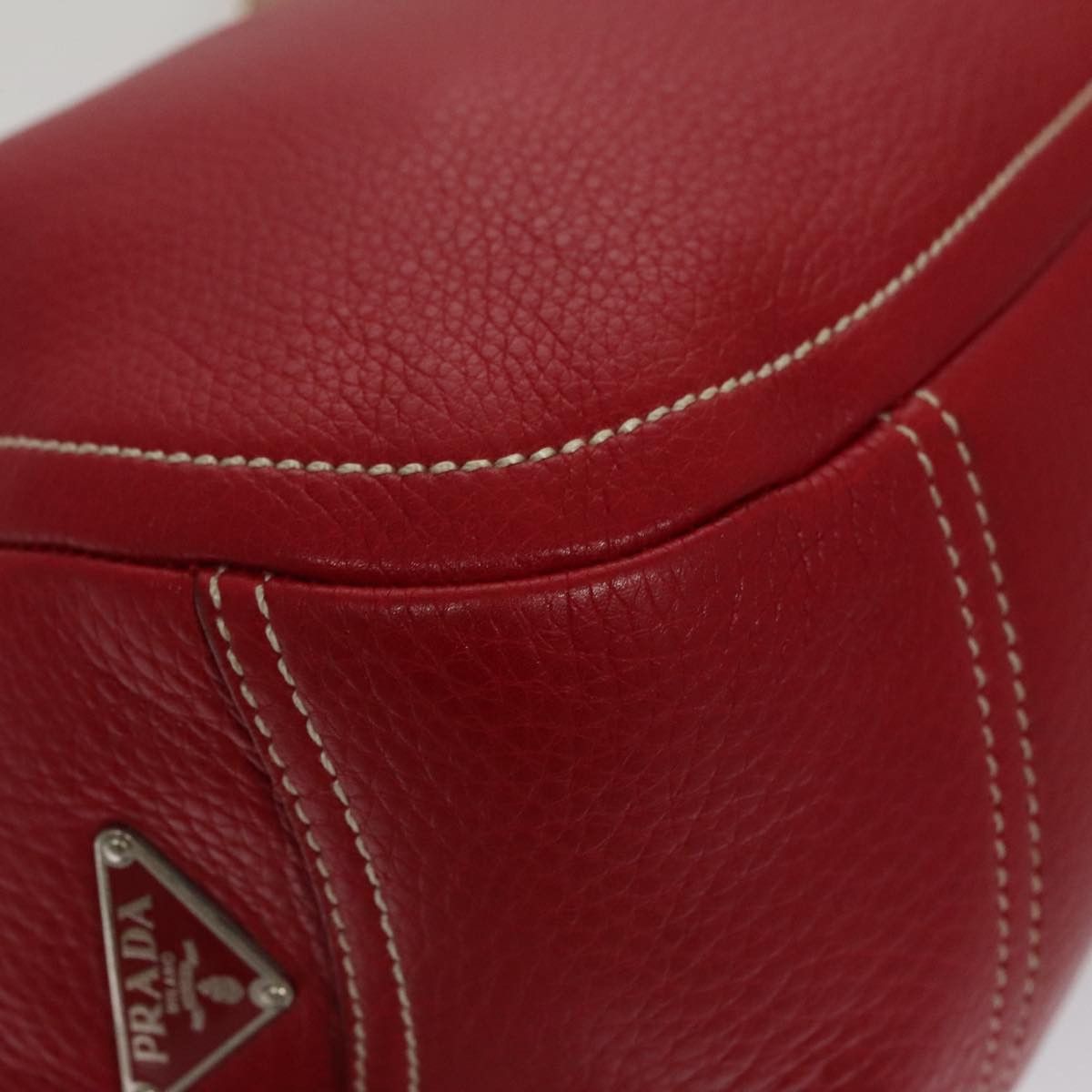 Prada Triangle Logo Red Leather Shoulder Bag (Pre-Owned) Size ONE SIZE - 9 Thumbnail