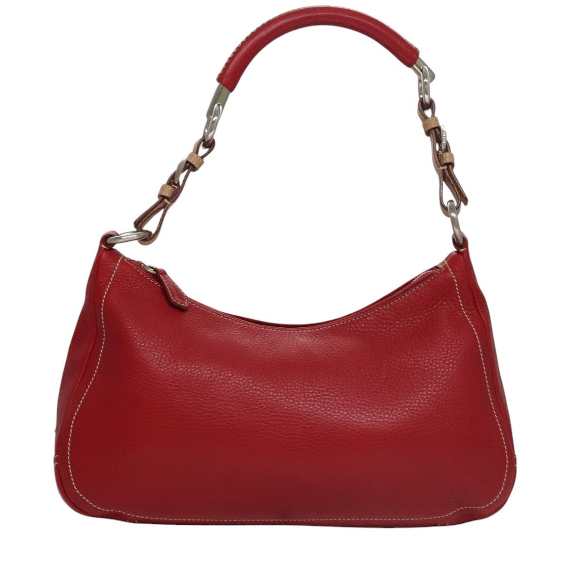 Prada Triangle Logo Red Leather Shoulder Bag (Pre-Owned) Size ONE SIZE - 19 Thumbnail