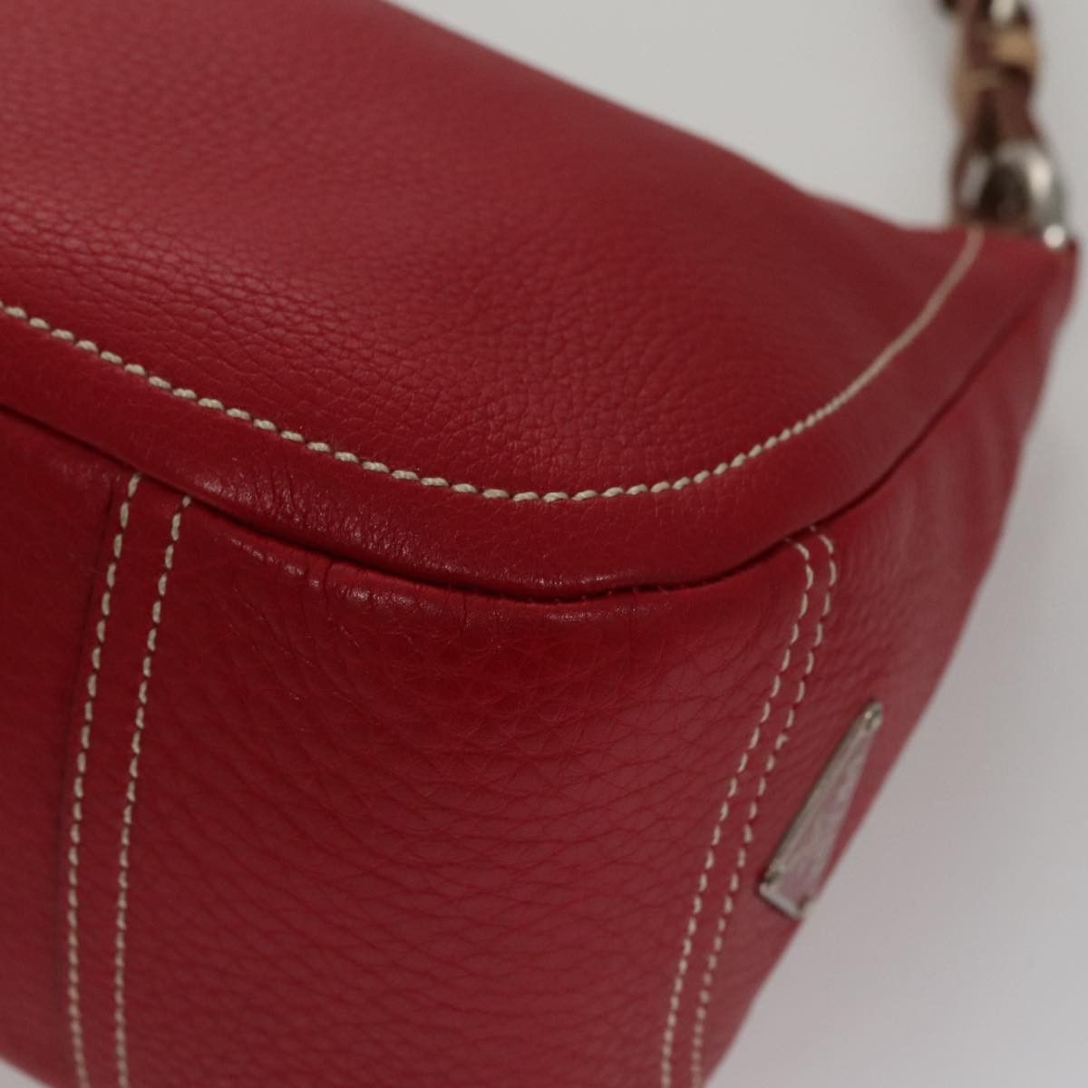 Prada Triangle Logo Red Leather Shoulder Bag (Pre-Owned) Size ONE SIZE - 8 Thumbnail