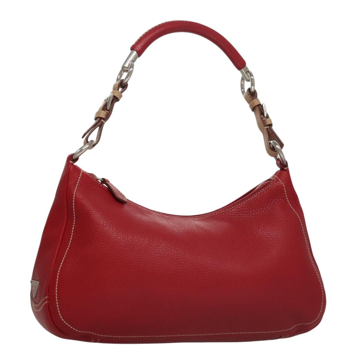 Prada Triangle Logo Red Leather Shoulder Bag (Pre-Owned) Size ONE SIZE - 18 Thumbnail