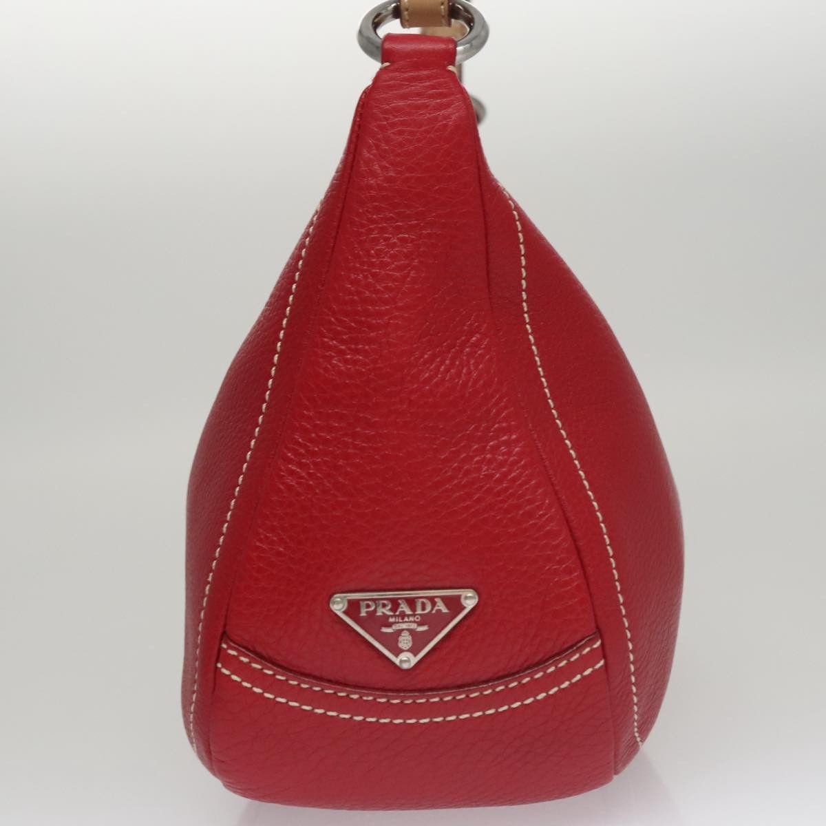Prada Triangle Logo Red Leather Shoulder Bag (Pre-Owned) Size ONE SIZE - 4 Thumbnail