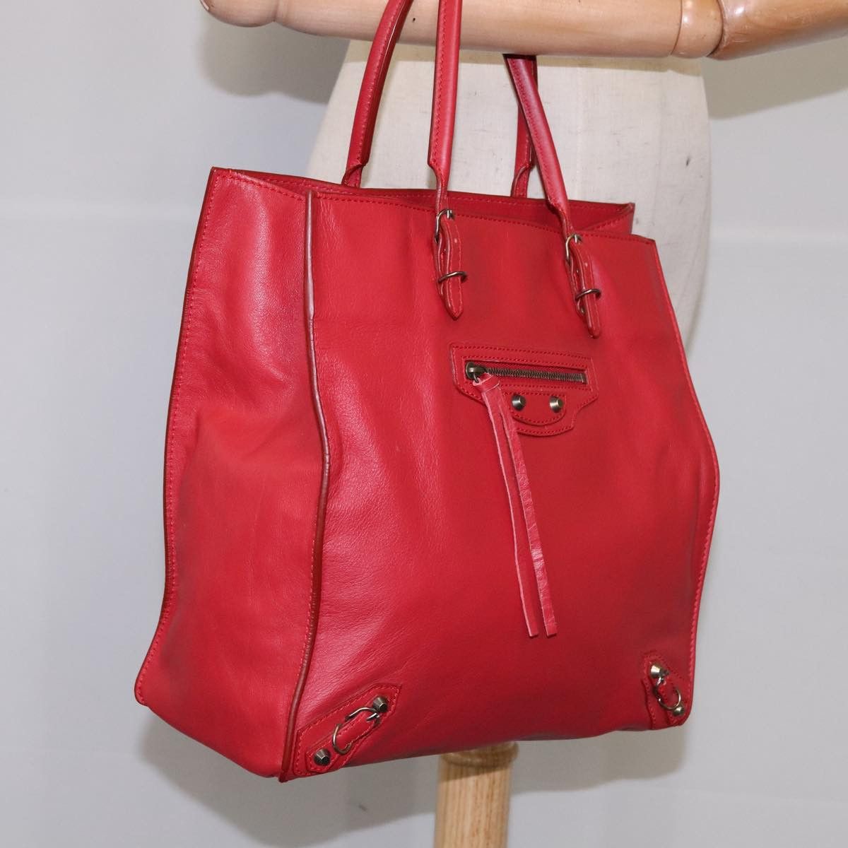 Balenciaga Papier Red Leather Tote Bag (Pre-Owned) Size ONE SIZE - 14 Thumbnail