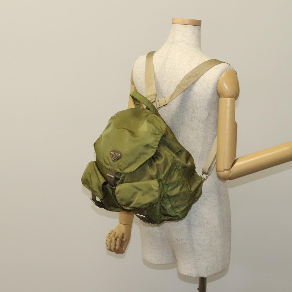 Prada Tessuto Khaki Synthetic Backpack Bag (Pre-Owned) Size ONE SIZE - 12 Thumbnail