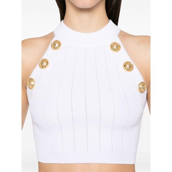 Balmain BALMAIN Women Tops EF1AB390 KB07 0FA WHITE Size M / US 6-8 / IT 42-44 - 3 Thumbnail
