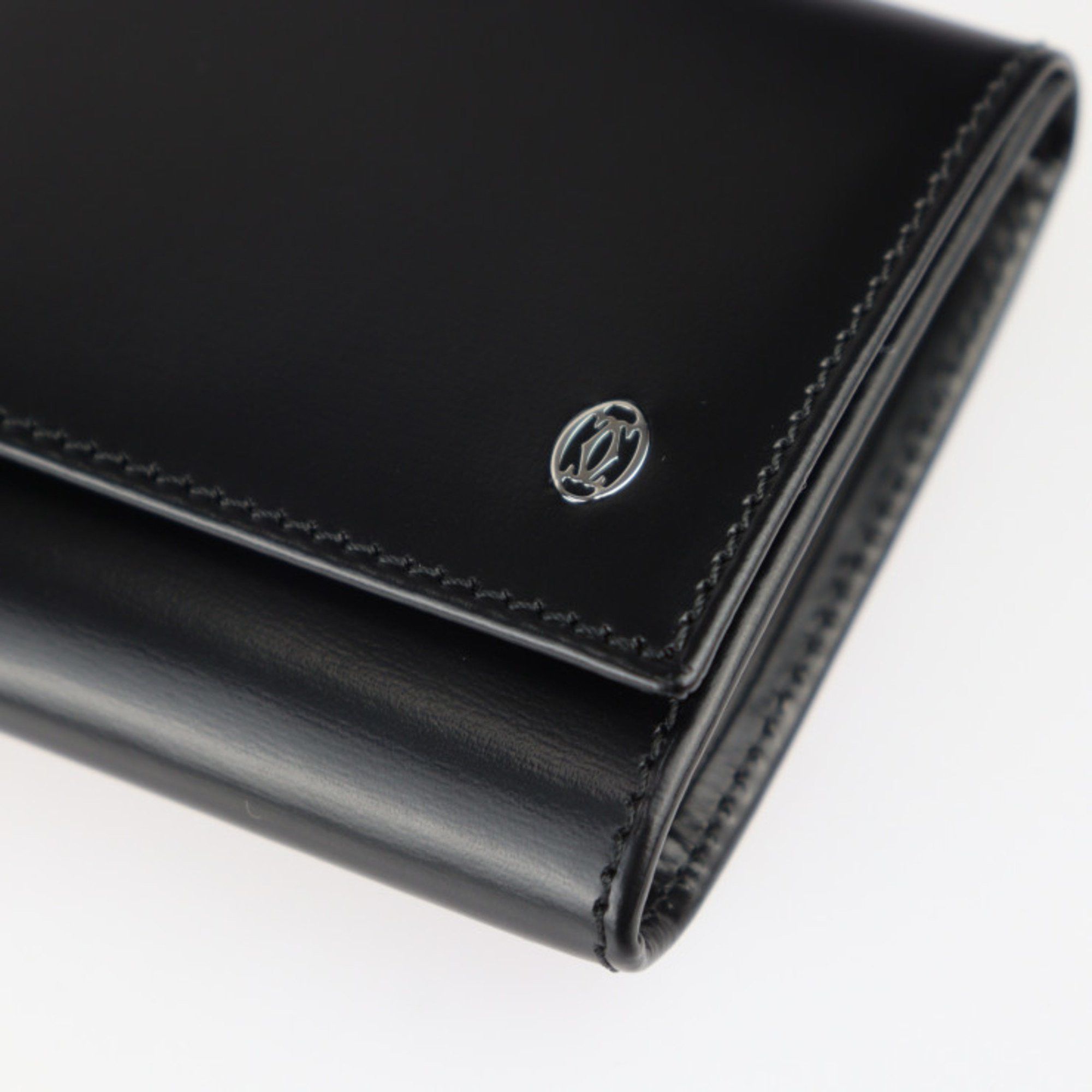 CARTIER Pasha Wallet/Coin Case L3000205 Leather Black Coin Purse