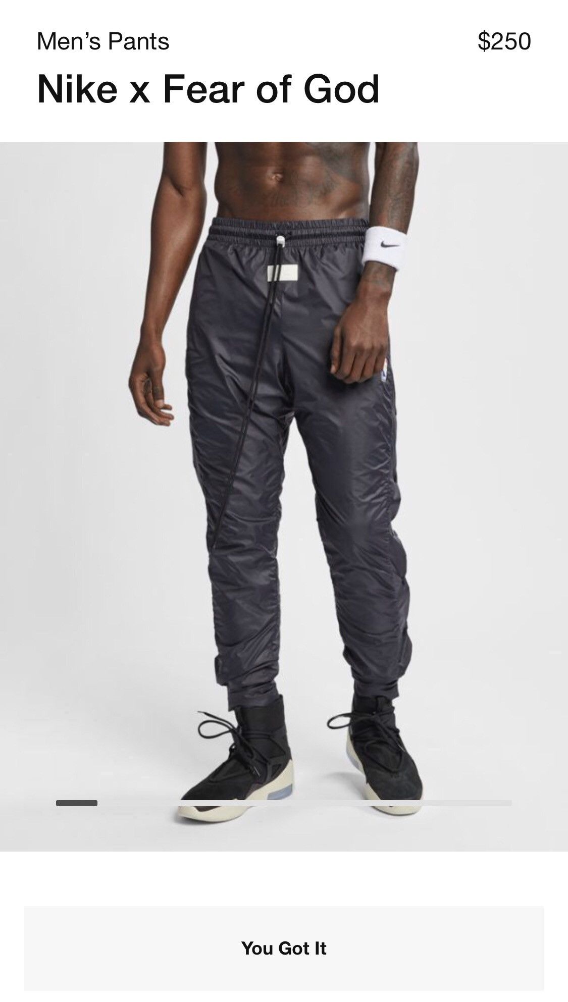 Nike tear away pants fear of god on sale