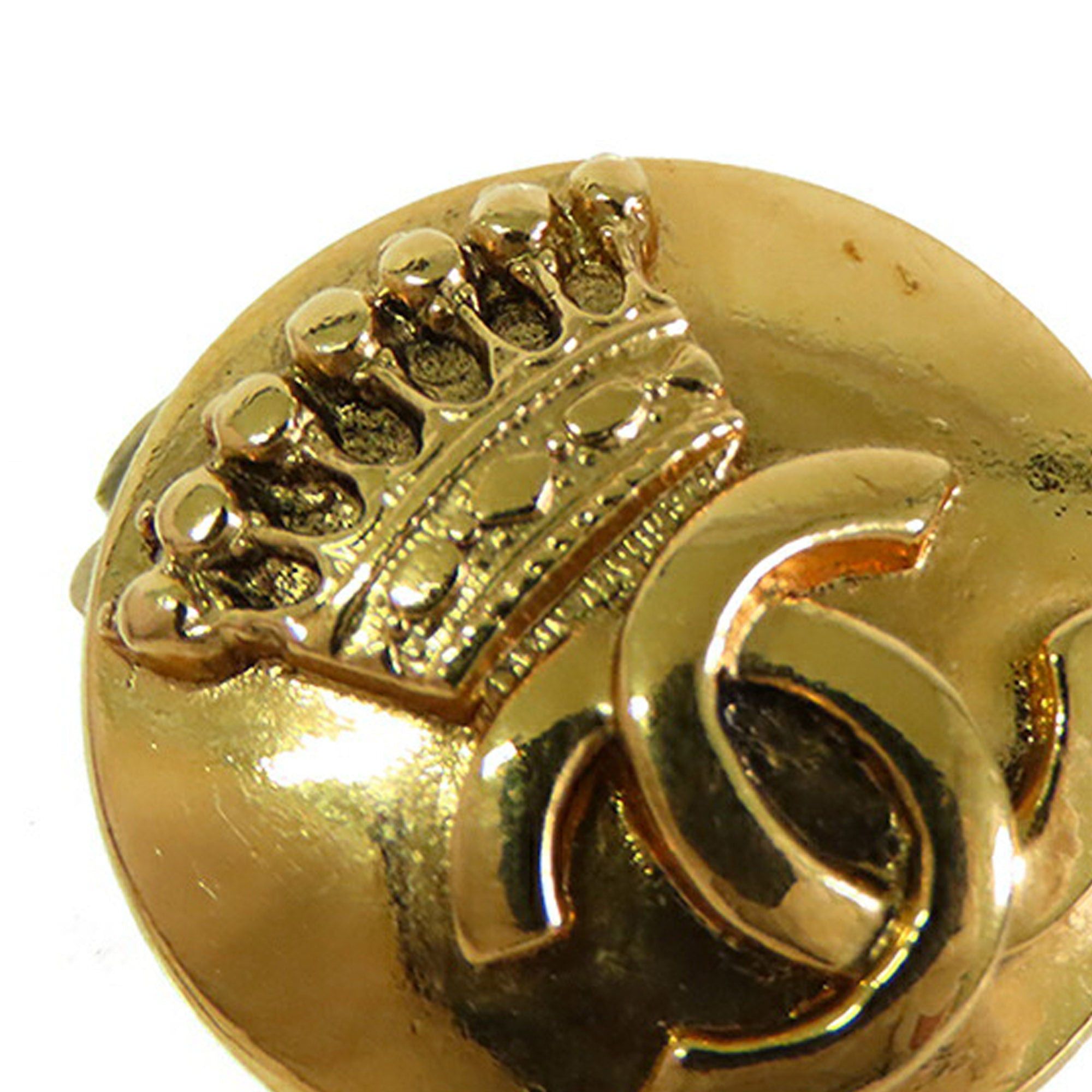 Chanel Chanel Gold Plated CC Crown Clip On Earrings Gold Size ONE SIZE - 4 Thumbnail