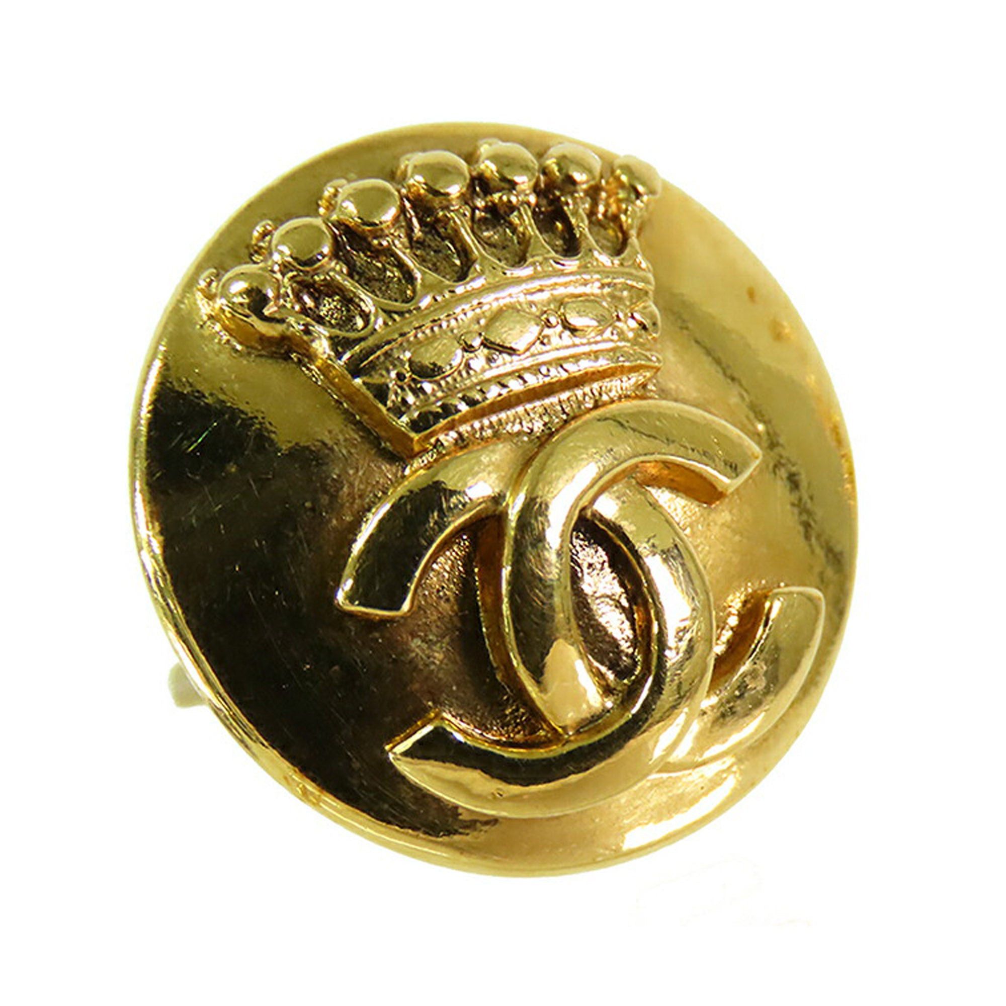Chanel Chanel Gold Plated CC Crown Clip On Earrings Gold Size ONE SIZE - 3 Thumbnail