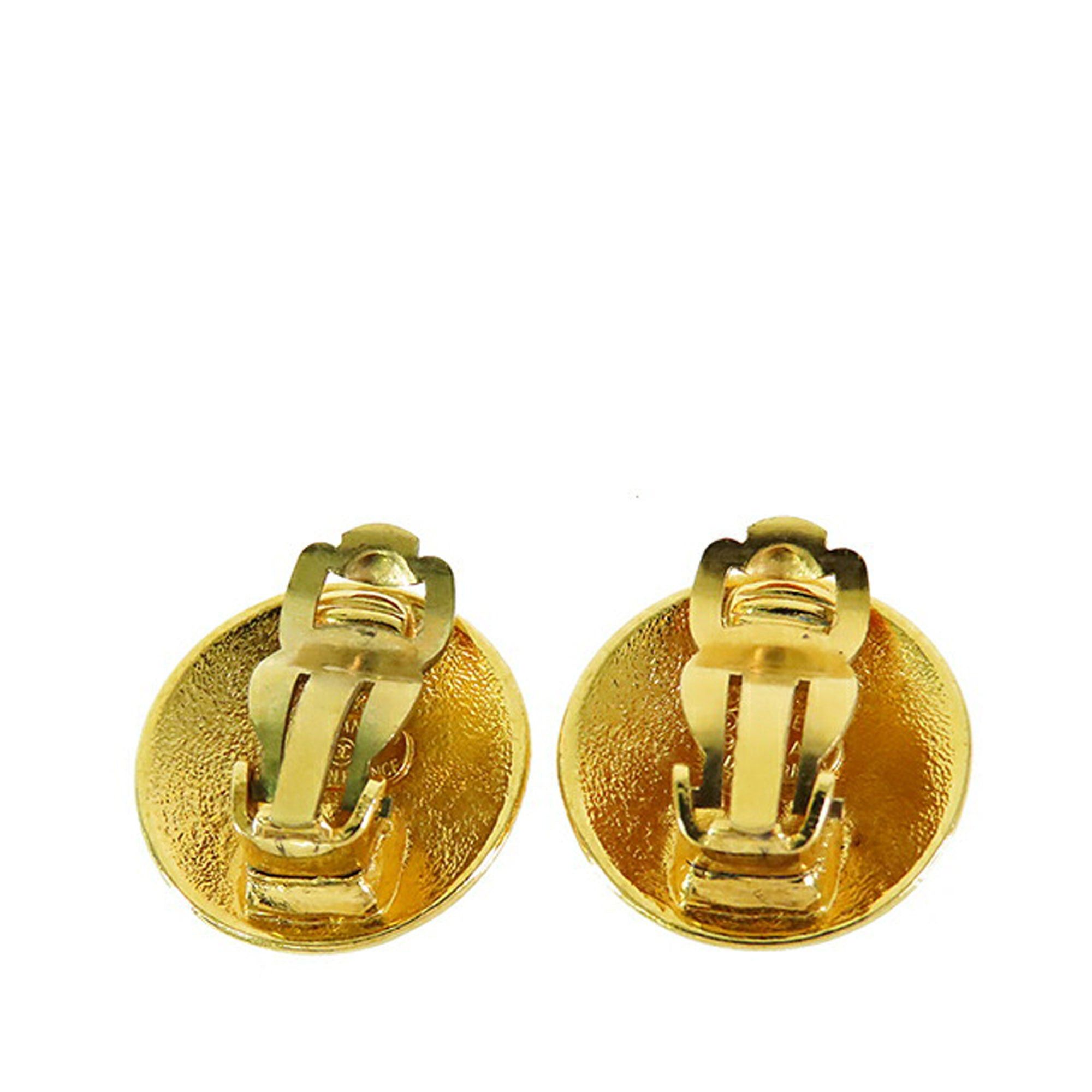 Chanel Chanel Gold Plated CC Crown Clip On Earrings Gold Size ONE SIZE - 2 Thumbnail