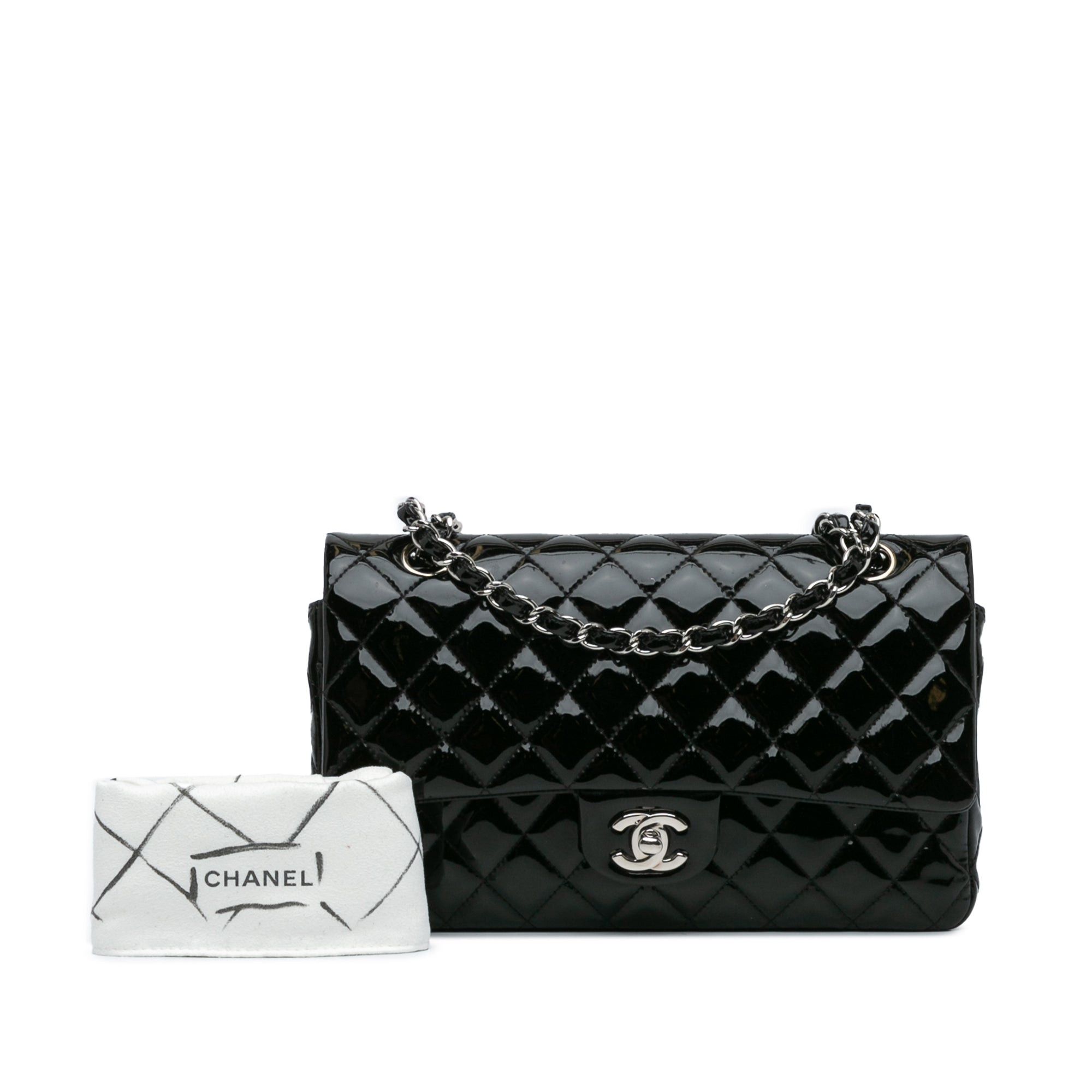 Chanel Chanel Medium Classic Patent Double Flap Black Size ONE SIZE - 10 Thumbnail