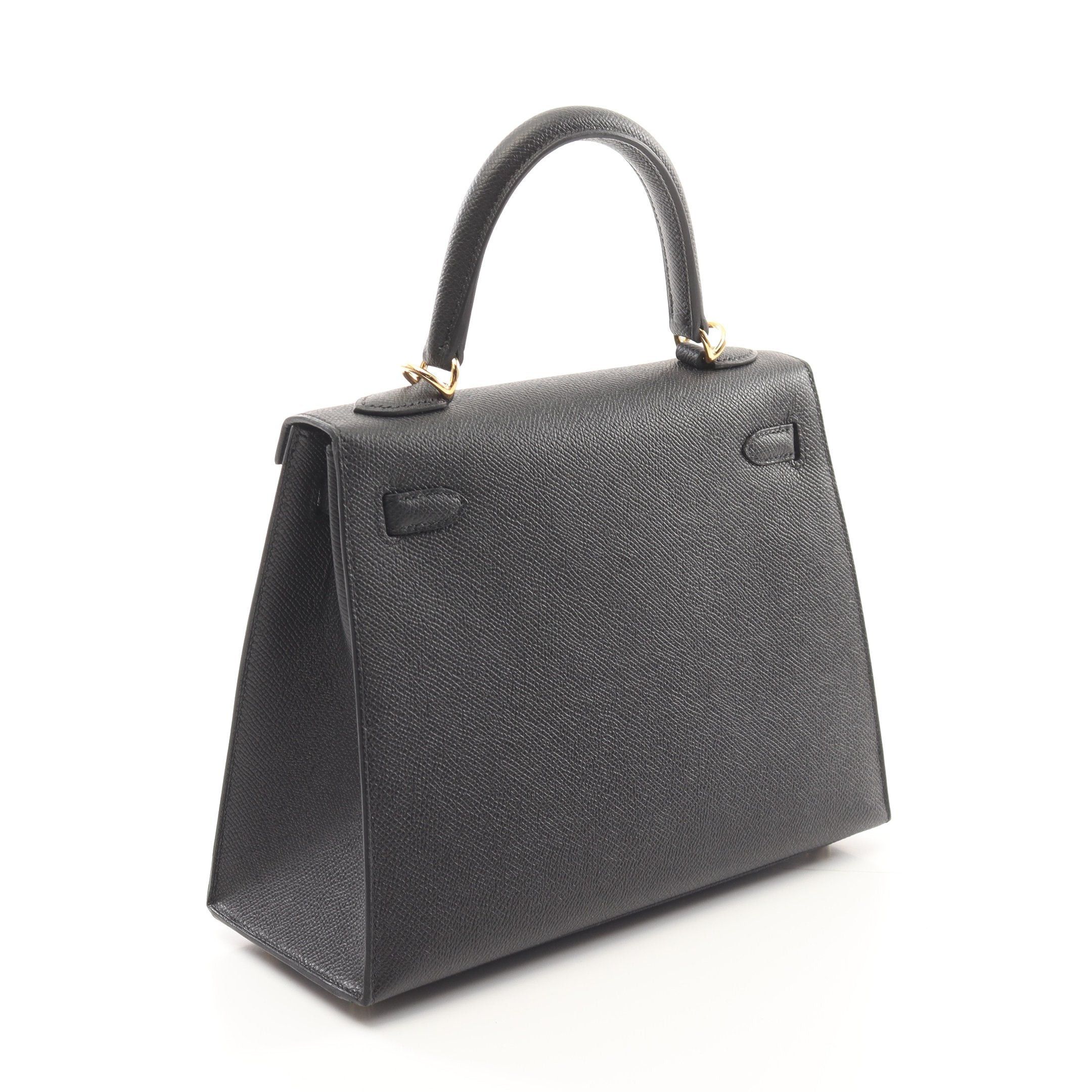 Hermes Hermes Kelly 25 Handbag Veau Epsom Black Gold Hardware Outside Sewing Double Engraved Size ONE SIZE - 2 Thumbnail