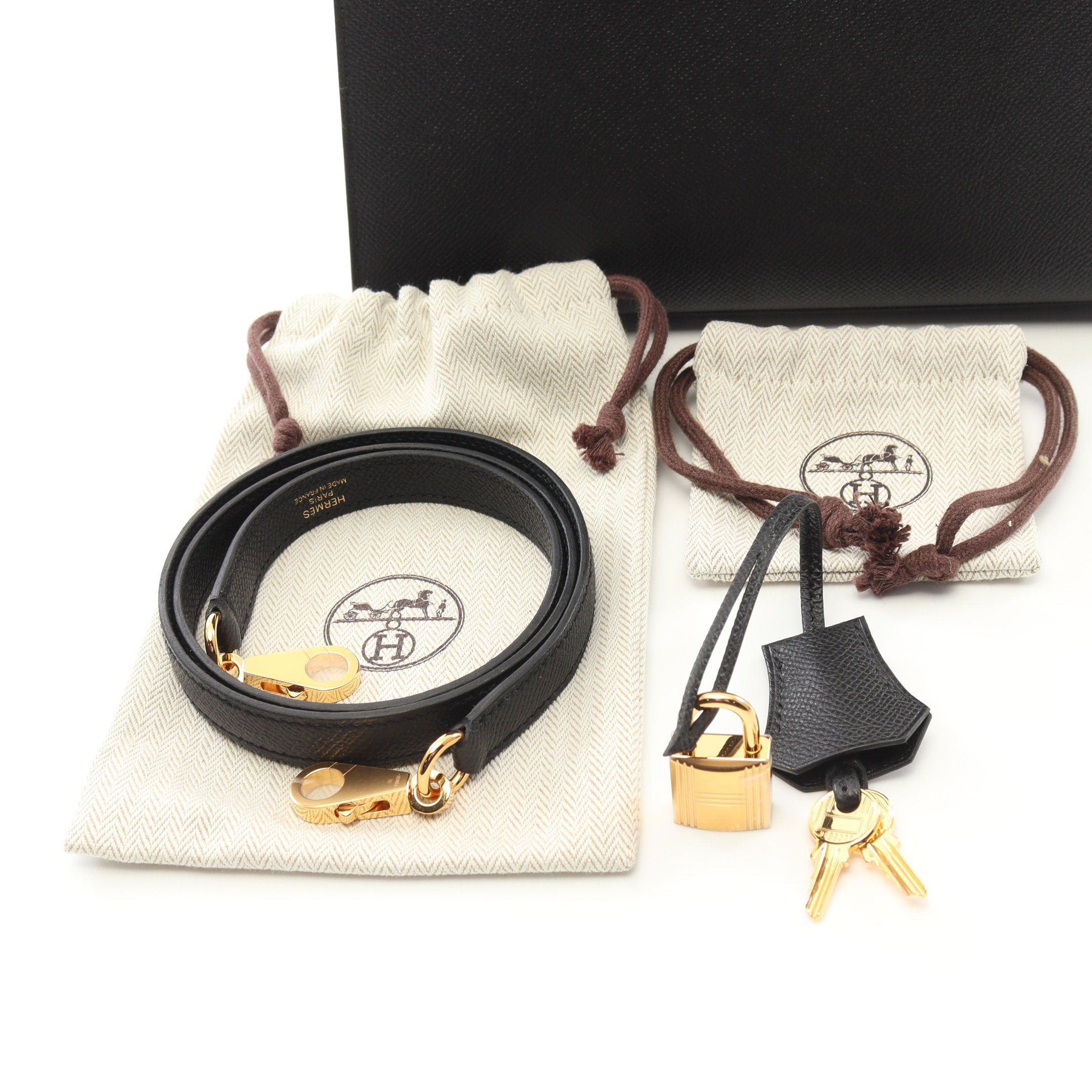 Hermes Hermes Kelly 25 Handbag Veau Epsom Black Gold Hardware Outside Sewing Double Engraved Size ONE SIZE - 6 Thumbnail